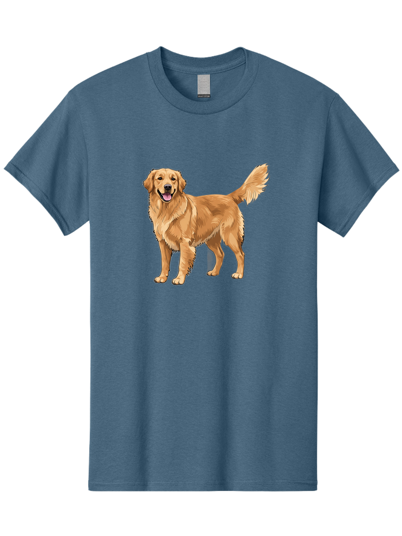 Golden-Retriever-10 Men'S Graphic Tee, 100% Cotton, Comfortable Casual Summer Wear, Machine Washable, Golden Retriever Dog, Golden Fur, Friendly Expression, Wagging Tail, Standing Pose, Canine Companion, Dog Illustration, Fluffy Coat, Bab967