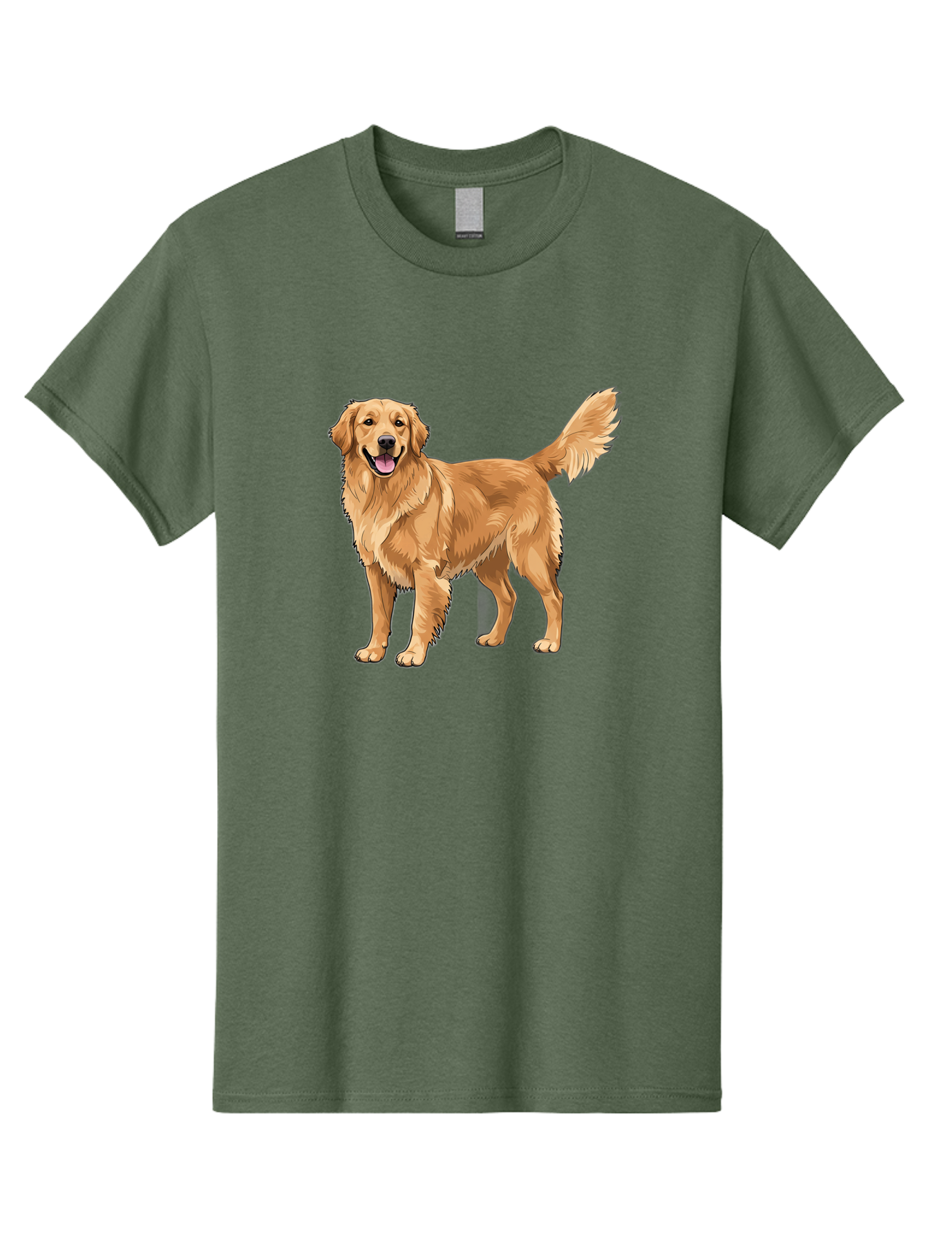 Golden-Retriever-10 Men'S Graphic Tee, 100% Cotton, Comfortable Casual Summer Wear, Machine Washable, Golden Retriever Dog, Golden Fur, Friendly Expression, Wagging Tail, Standing Pose, Canine Companion, Dog Illustration, Fluffy Coat, Bab967