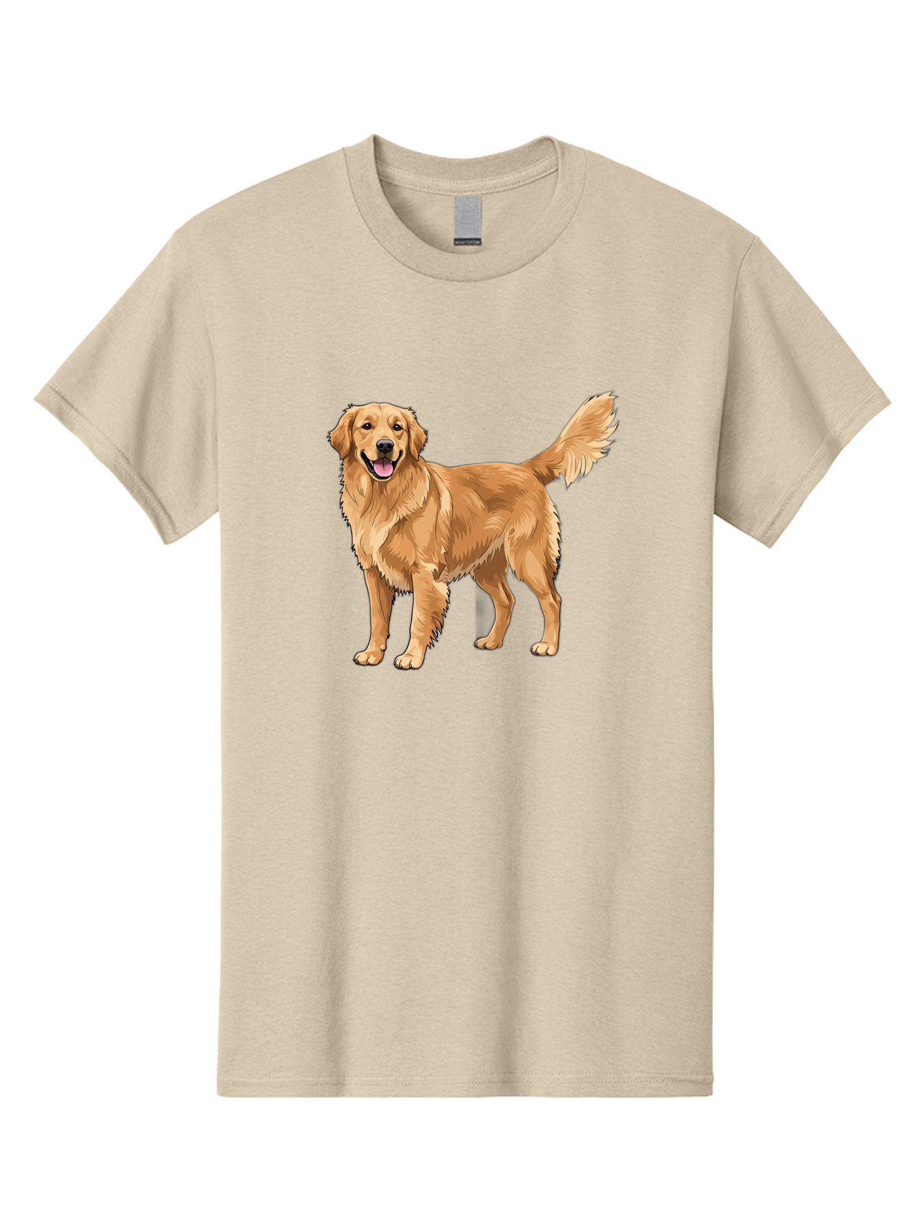Golden-Retriever-10 Men'S Graphic Tee, 100% Cotton, Comfortable Casual Summer Wear, Machine Washable, Golden Retriever Dog, Golden Fur, Friendly Expression, Wagging Tail, Standing Pose, Canine Companion, Dog Illustration, Fluffy Coat, Bab967