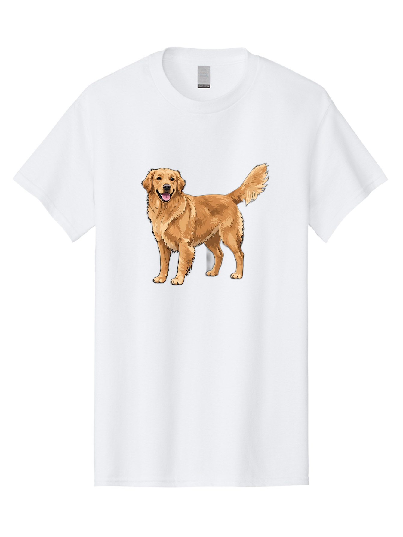 Golden-Retriever-10 Men'S Graphic Tee, 100% Cotton, Comfortable Casual Summer Wear, Machine Washable, Golden Retriever Dog, Golden Fur, Friendly Expression, Wagging Tail, Standing Pose, Canine Companion, Dog Illustration, Fluffy Coat, Bab967