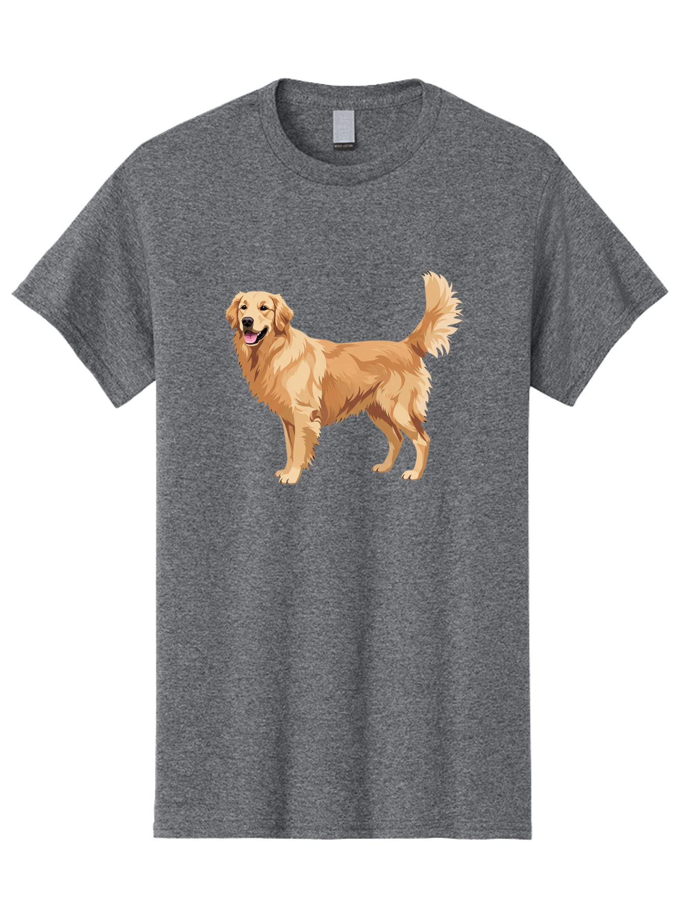Golden-Retriever-11 Men'S Graphic Tee, 100% Cotton, Comfortable Casual Summer Wear, Machine Washable, Golden Retriever Dog, Happy Dog, Dog Illustration, Canine Graphic, Friendly Dog, Dog Portrait, Retriever Breed, Dog Art Bab968