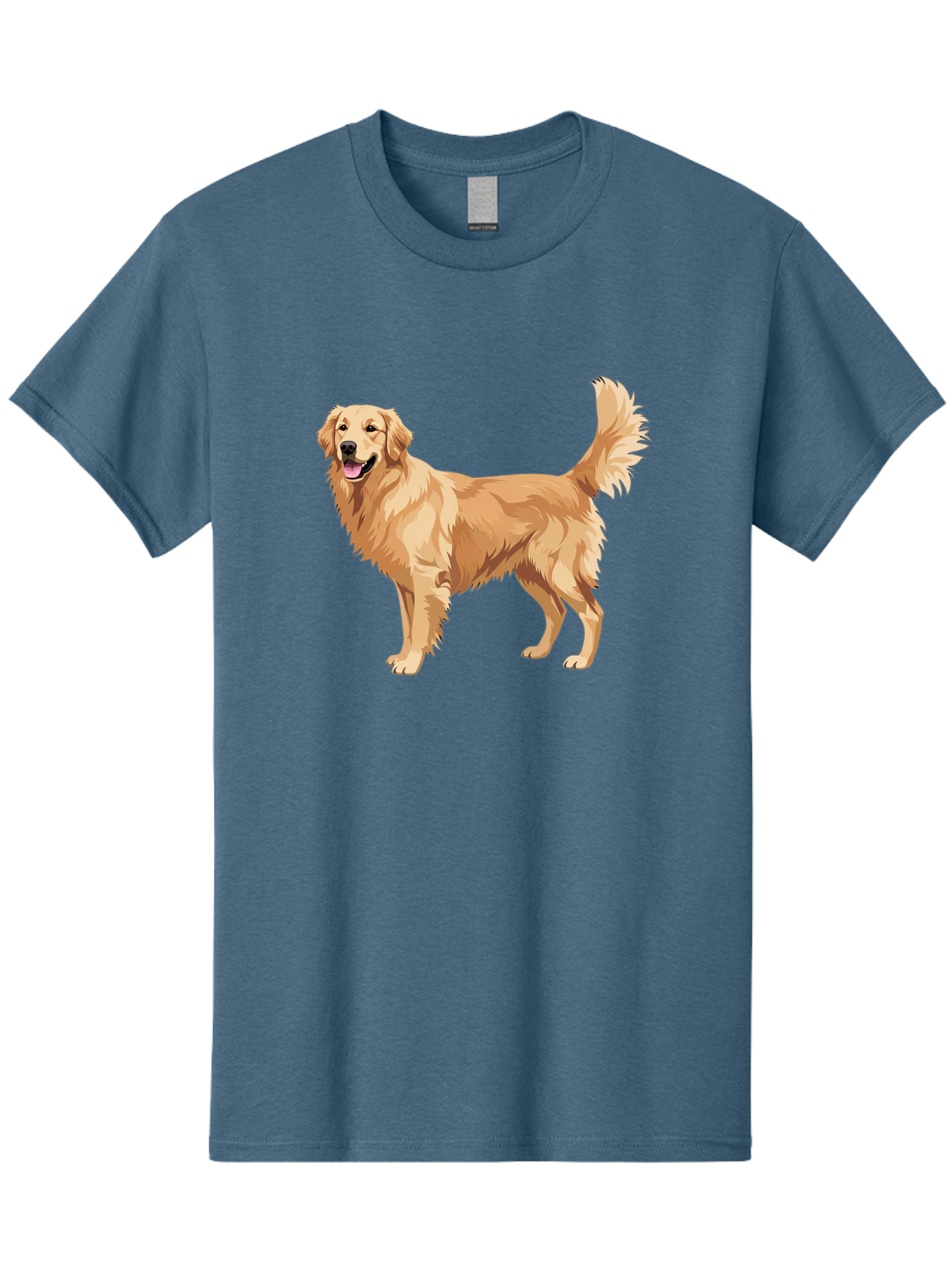 Golden-Retriever-11 Men'S Graphic Tee, 100% Cotton, Comfortable Casual Summer Wear, Machine Washable, Golden Retriever Dog, Happy Dog, Dog Illustration, Canine Graphic, Friendly Dog, Dog Portrait, Retriever Breed, Dog Art Bab968