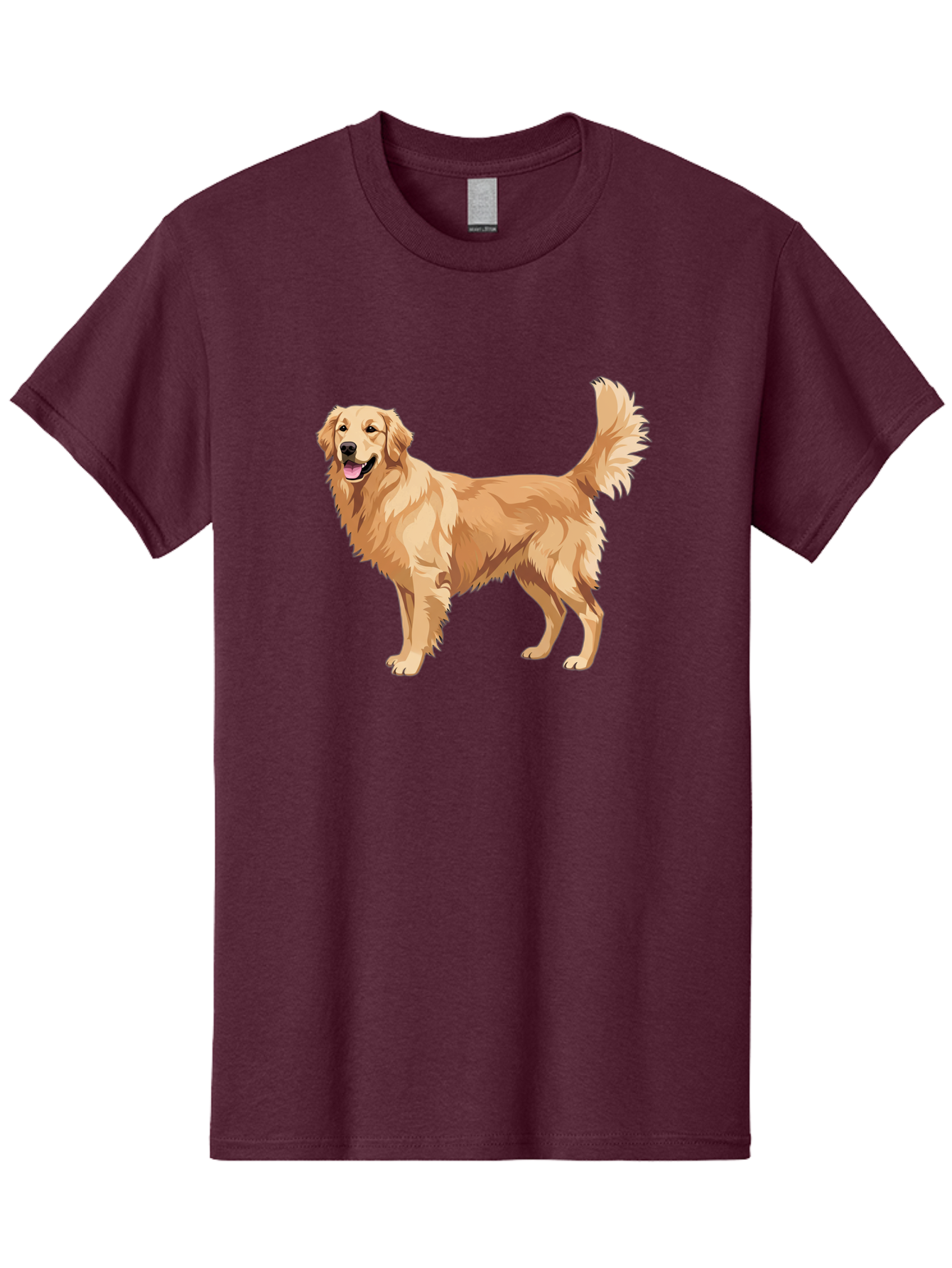 Golden-Retriever-11 Men'S Graphic Tee, 100% Cotton, Comfortable Casual Summer Wear, Machine Washable, Golden Retriever Dog, Happy Dog, Dog Illustration, Canine Graphic, Friendly Dog, Dog Portrait, Retriever Breed, Dog Art Bab968