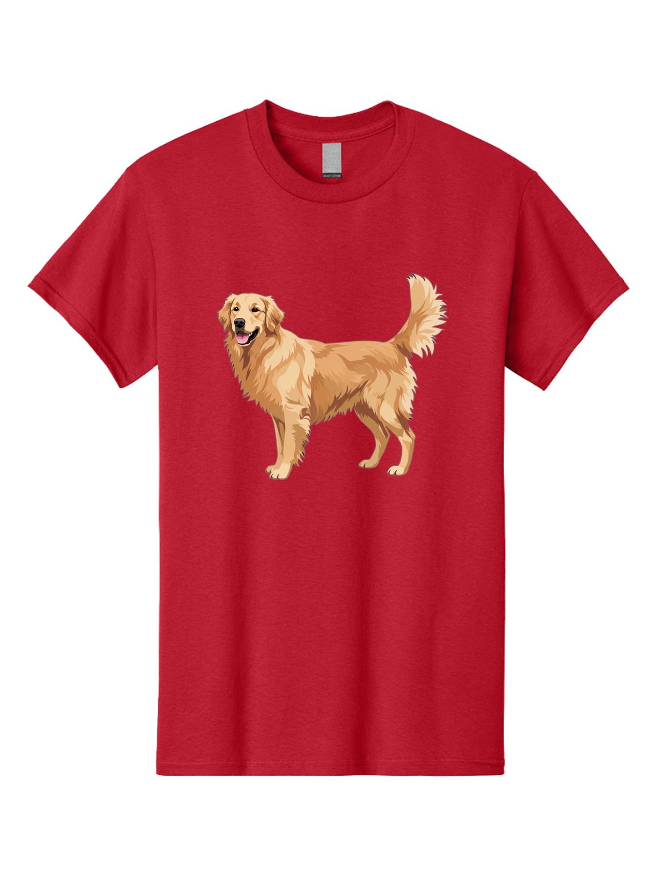 Golden-Retriever-11 Men'S Graphic Tee, 100% Cotton, Comfortable Casual Summer Wear, Machine Washable, Golden Retriever Dog, Happy Dog, Dog Illustration, Canine Graphic, Friendly Dog, Dog Portrait, Retriever Breed, Dog Art Bab968
