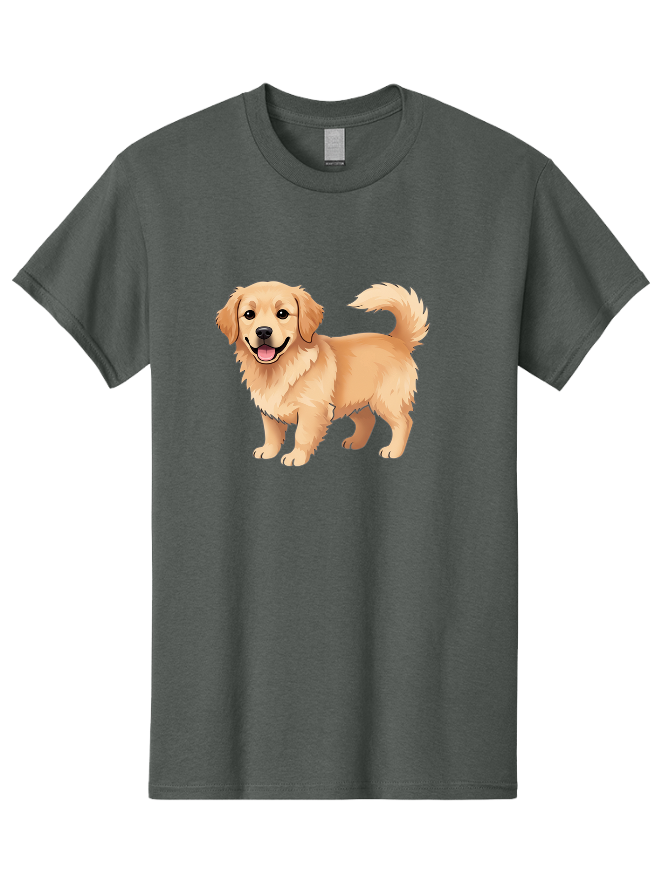 Golden-Retriever-13 Men'S Graphic Tee, 100% Cotton, Comfortable Casual Summer Wear, Machine Washable, Golden Retriever Dog, Happy Expression, Fluffy Fur, Playful Demeanor, Friendly Animal, Cartoon Style, Golden Coat, Dog Illustration, Bab970