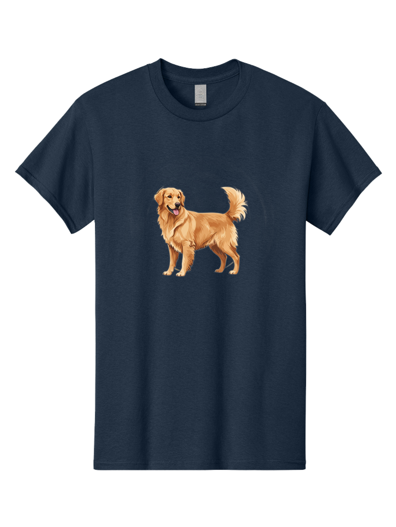 Golden-Retriever-15 Men'S Graphic Tee, 100% Cotton, Comfortable Casual Summer Wear, Machine Washable, Golden Retriever Dog, Friendly Dog, Happy Dog, Dog Illustration, Dog Cartoon, Furry Friends, Canine Companions, Dog Breed, Retriever Dog Bab972