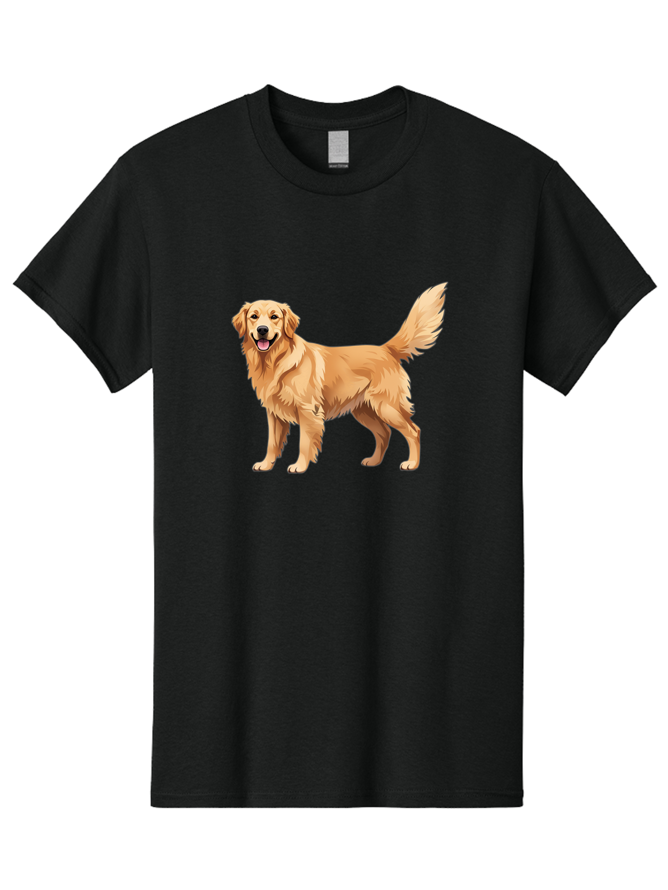 Golden-Retriever-16 Men'S Graphic Tee, 100% Cotton, Comfortable Casual Summer Wear, Machine Washable, Golden Retriever, Happy Dog, Fluffy Fur, Friendly Pet, Cartoon Dog, Dog Illustration, Canine Friend, Playful Breed, Loyal Companion, Bab973
