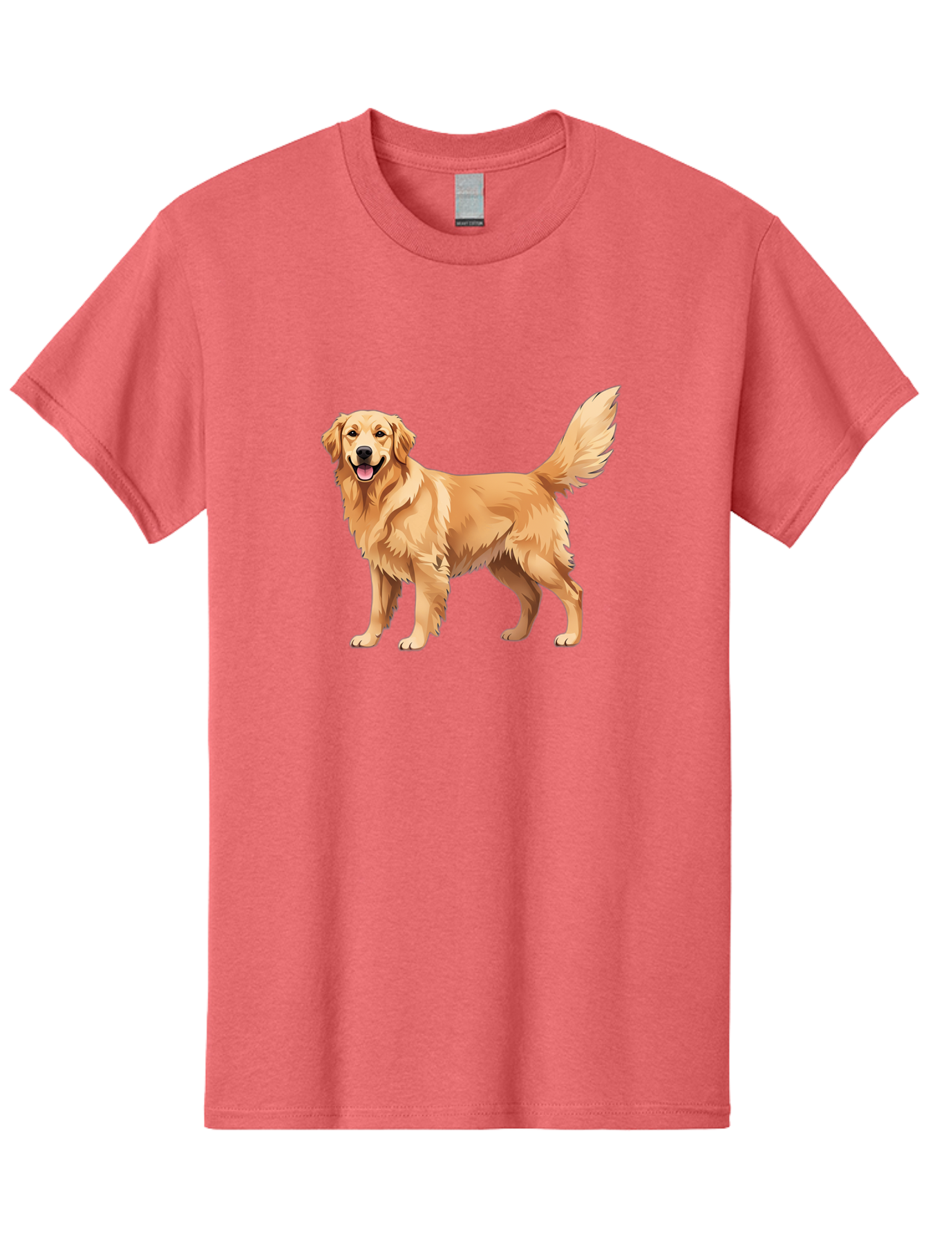 Golden-Retriever-16 Men'S Graphic Tee, 100% Cotton, Comfortable Casual Summer Wear, Machine Washable, Golden Retriever, Happy Dog, Fluffy Fur, Friendly Pet, Cartoon Dog, Dog Illustration, Canine Friend, Playful Breed, Loyal Companion, Bab973