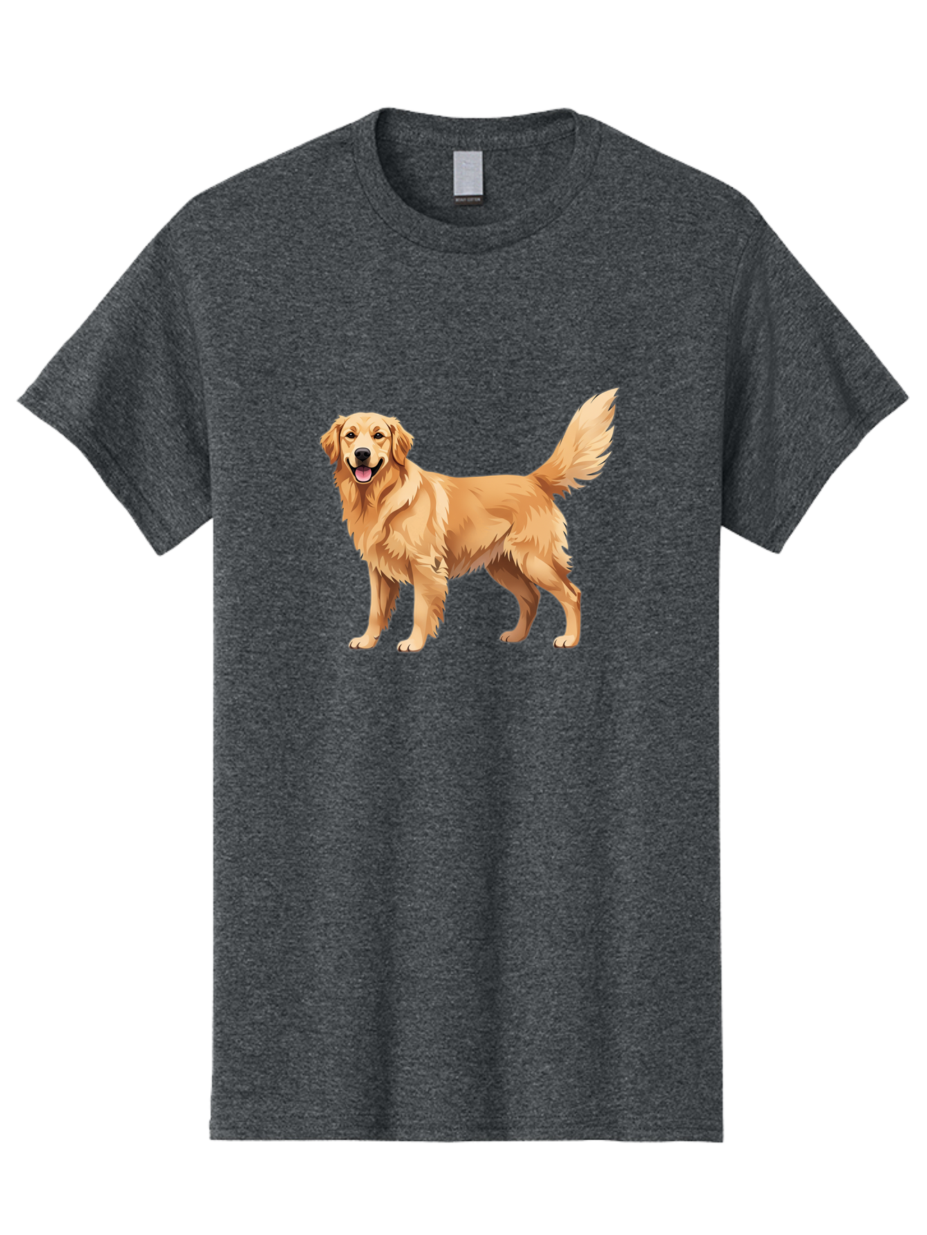 Golden-Retriever-16 Men'S Graphic Tee, 100% Cotton, Comfortable Casual Summer Wear, Machine Washable, Golden Retriever, Happy Dog, Fluffy Fur, Friendly Pet, Cartoon Dog, Dog Illustration, Canine Friend, Playful Breed, Loyal Companion, Bab973