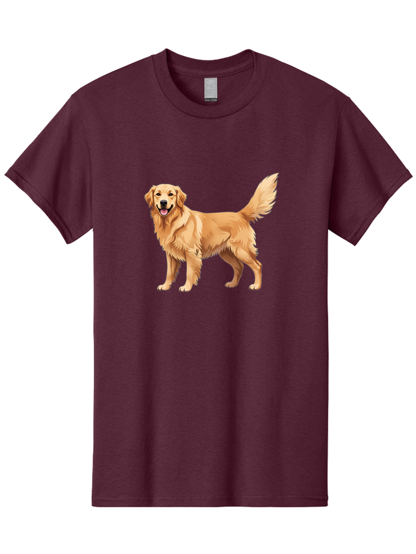 Golden-Retriever-16 Men'S Graphic Tee, 100% Cotton, Comfortable Casual Summer Wear, Machine Washable, Golden Retriever, Happy Dog, Fluffy Fur, Friendly Pet, Cartoon Dog, Dog Illustration, Canine Friend, Playful Breed, Loyal Companion, Bab973