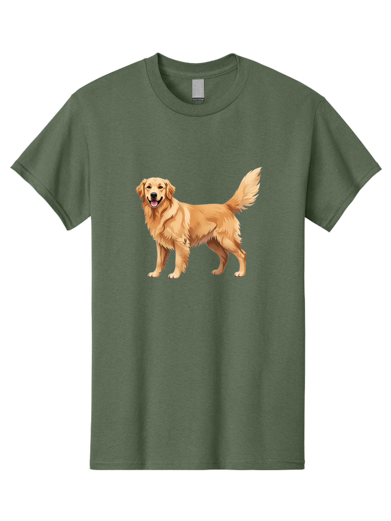 Golden-Retriever-16 Men'S Graphic Tee, 100% Cotton, Comfortable Casual Summer Wear, Machine Washable, Golden Retriever, Happy Dog, Fluffy Fur, Friendly Pet, Cartoon Dog, Dog Illustration, Canine Friend, Playful Breed, Loyal Companion, Bab973