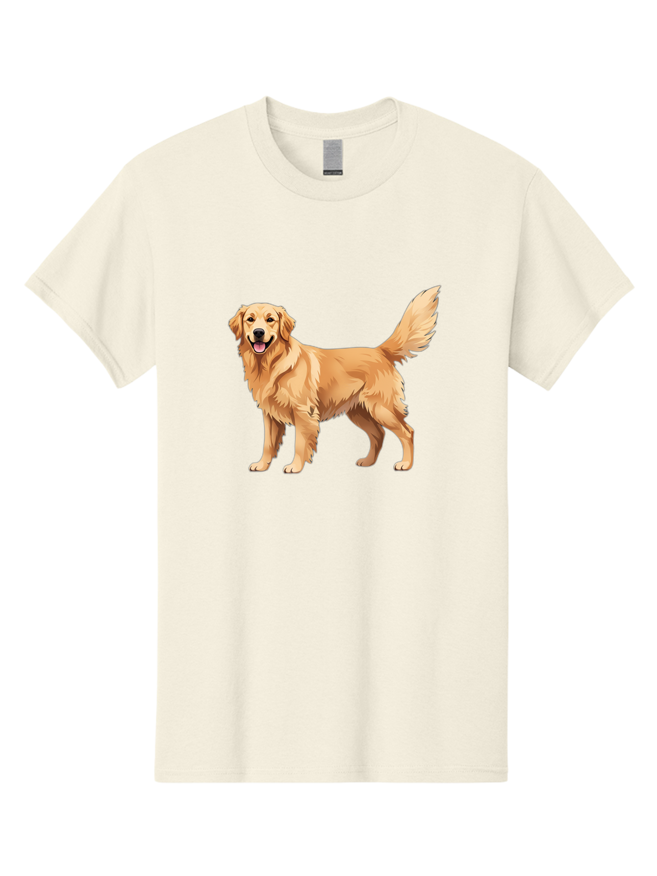 Golden-Retriever-16 Men'S Graphic Tee, 100% Cotton, Comfortable Casual Summer Wear, Machine Washable, Golden Retriever, Happy Dog, Fluffy Fur, Friendly Pet, Cartoon Dog, Dog Illustration, Canine Friend, Playful Breed, Loyal Companion, Bab973