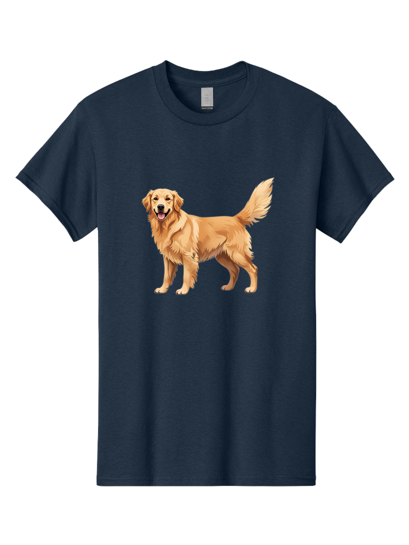 Golden-Retriever-16 Men'S Graphic Tee, 100% Cotton, Comfortable Casual Summer Wear, Machine Washable, Golden Retriever, Happy Dog, Fluffy Fur, Friendly Pet, Cartoon Dog, Dog Illustration, Canine Friend, Playful Breed, Loyal Companion, Bab973