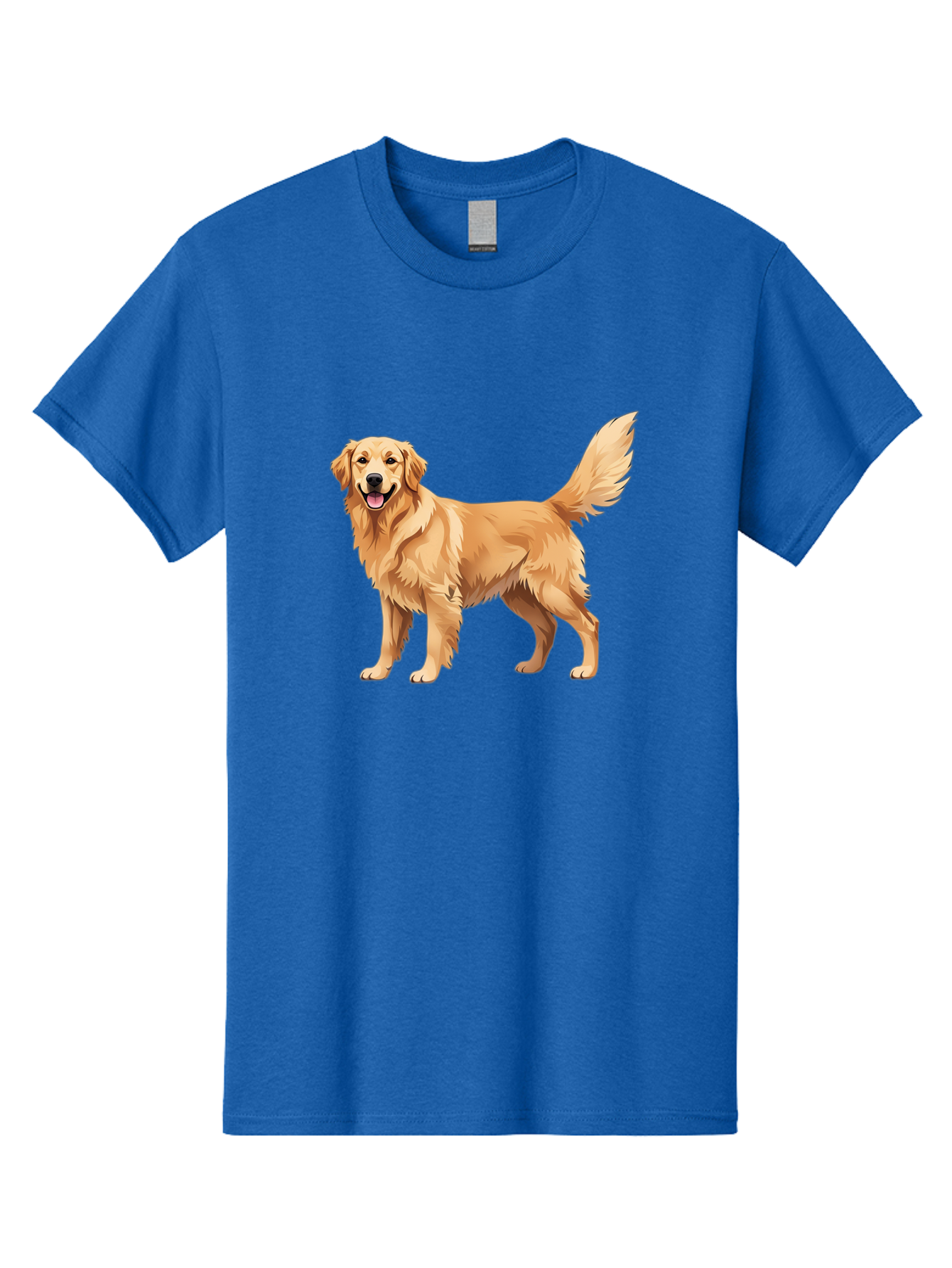 Golden-Retriever-16 Men'S Graphic Tee, 100% Cotton, Comfortable Casual Summer Wear, Machine Washable, Golden Retriever, Happy Dog, Fluffy Fur, Friendly Pet, Cartoon Dog, Dog Illustration, Canine Friend, Playful Breed, Loyal Companion, Bab973