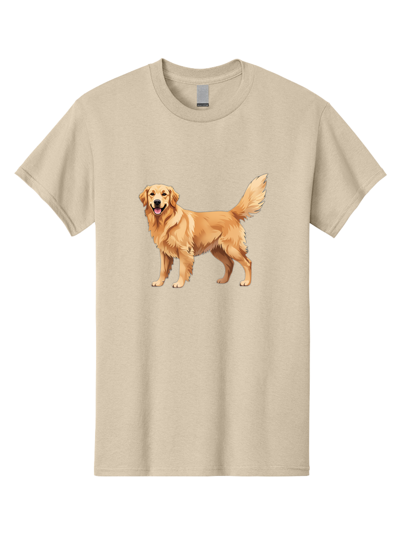 Golden-Retriever-16 Men'S Graphic Tee, 100% Cotton, Comfortable Casual Summer Wear, Machine Washable, Golden Retriever, Happy Dog, Fluffy Fur, Friendly Pet, Cartoon Dog, Dog Illustration, Canine Friend, Playful Breed, Loyal Companion, Bab973