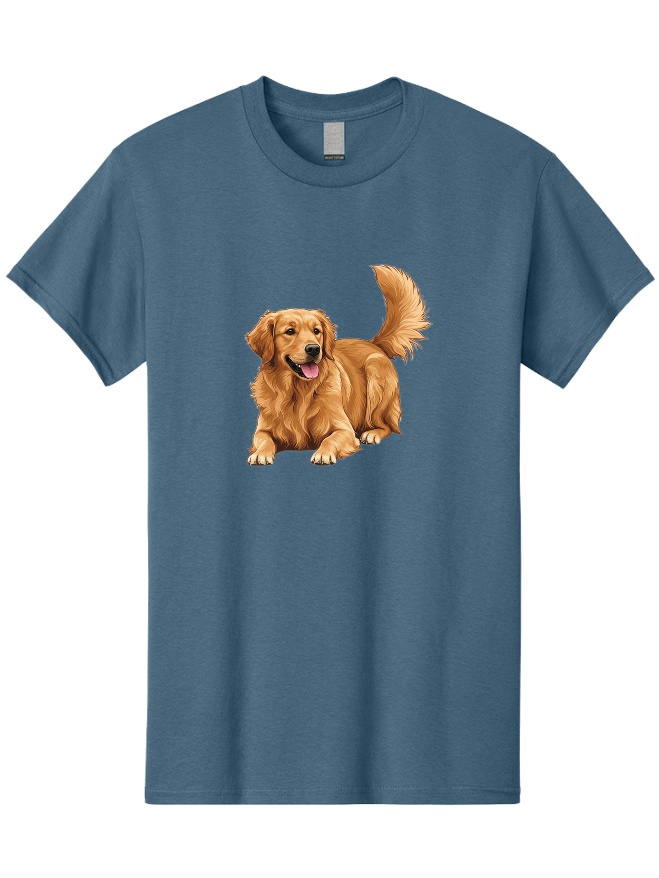 Golden-Retriever-17 Men'S Graphic Tee, 100% Cotton, Comfortable Casual Summer Wear, Machine Washable, Golden Retriever Dog, Playful Pet, Happy Animal, Fluffy Fur, Friendly Breed, Loyal Companion, Canine Friend, Dog Portrait, Pet Illustration Bab974