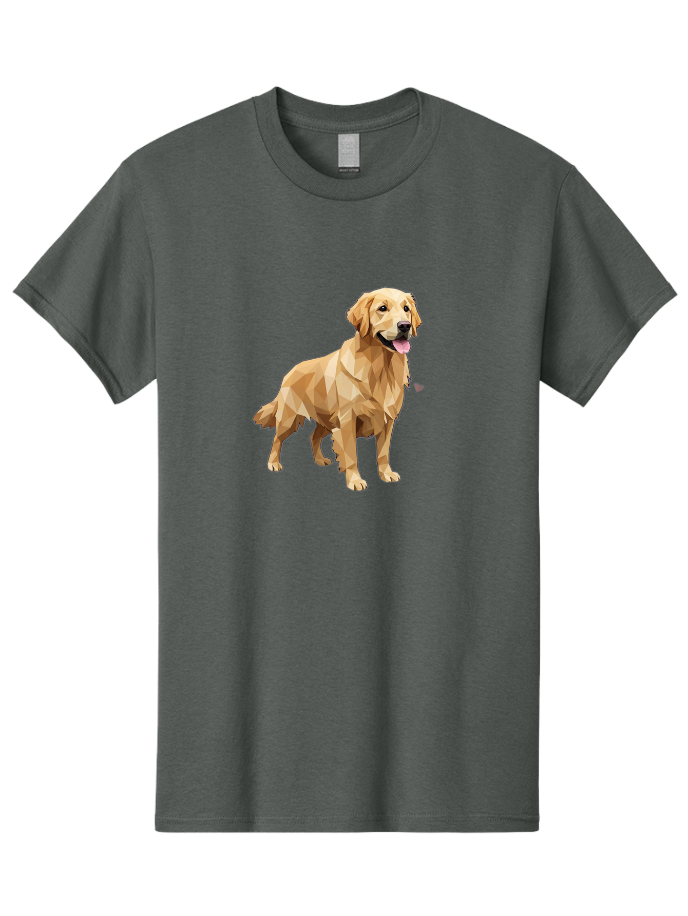 Golden-Retriever-4 Men'S Graphic Tee, 100% Cotton, Comfortable Casual Summer Wear, Machine Washable, Low-Poly Golden Retriever, Dog Illustration, Geometric Art, Canine Graphic, Modern Dog Design, Happy Dog, Geometric Dog, Dog Portrait, Bab978