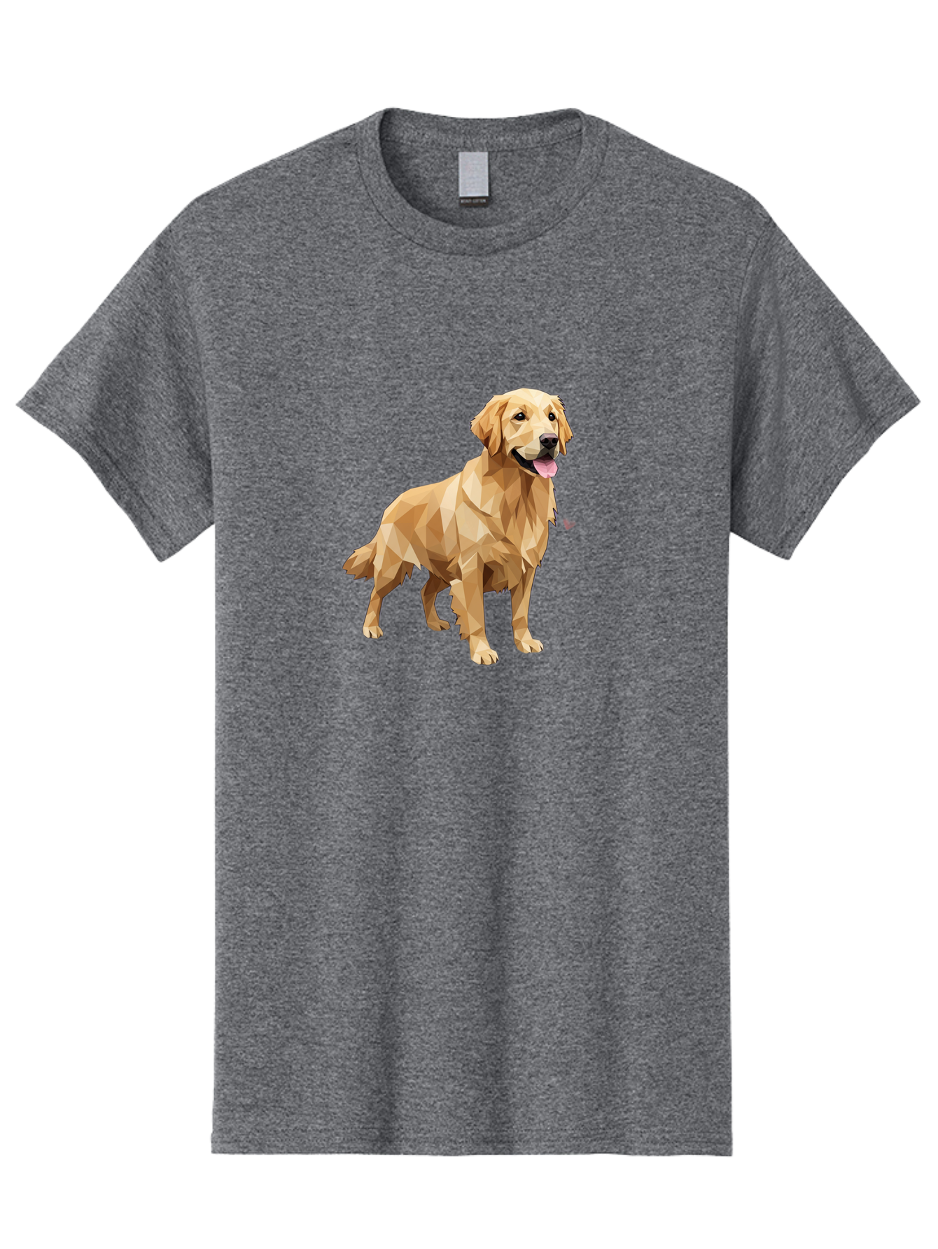 Golden-Retriever-4 Men'S Graphic Tee, 100% Cotton, Comfortable Casual Summer Wear, Machine Washable, Low-Poly Golden Retriever, Dog Illustration, Geometric Art, Canine Graphic, Modern Dog Design, Happy Dog, Geometric Dog, Dog Portrait, Bab978