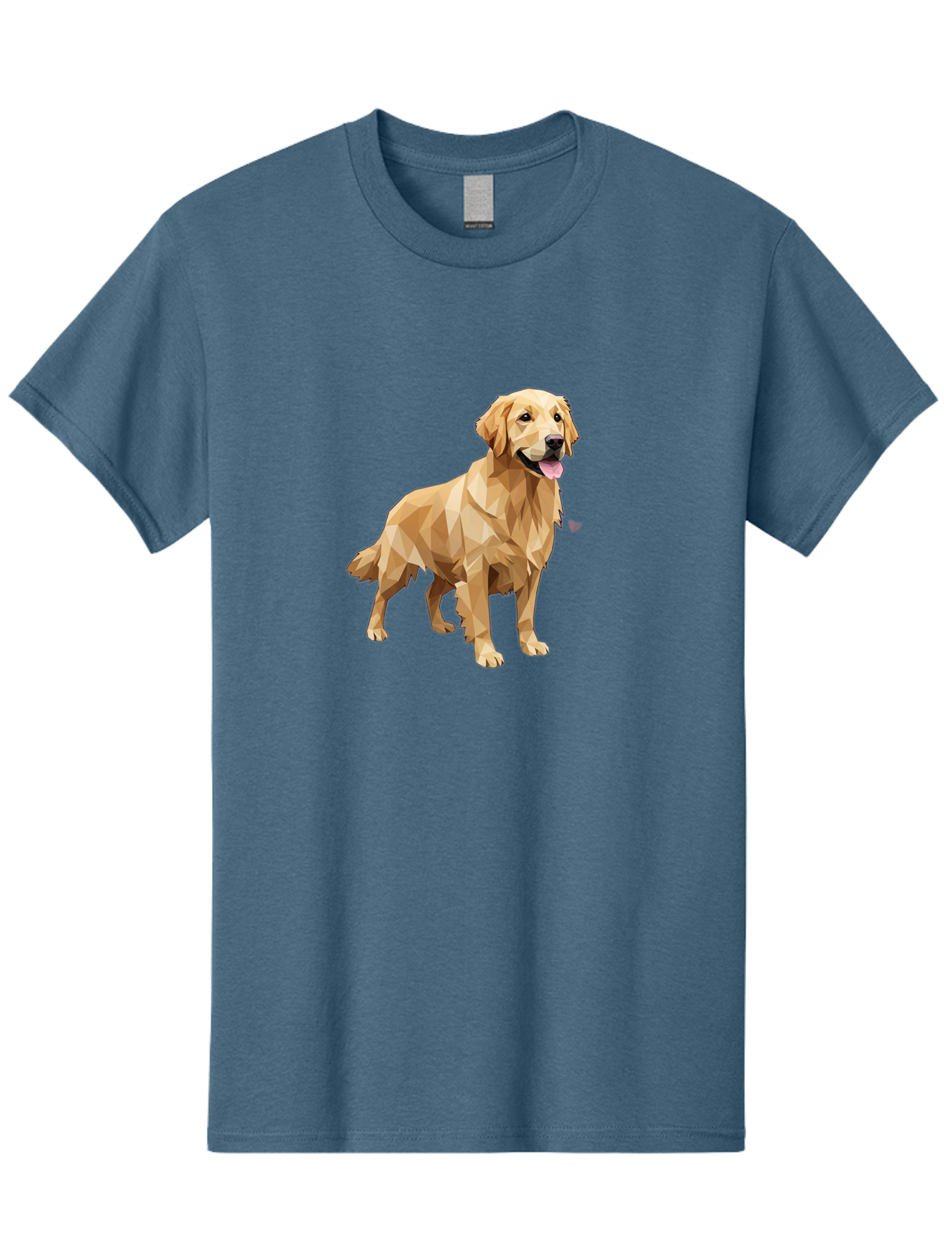 Golden-Retriever-4 Men'S Graphic Tee, 100% Cotton, Comfortable Casual Summer Wear, Machine Washable, Low-Poly Golden Retriever, Dog Illustration, Geometric Art, Canine Graphic, Modern Dog Design, Happy Dog, Geometric Dog, Dog Portrait, Bab978