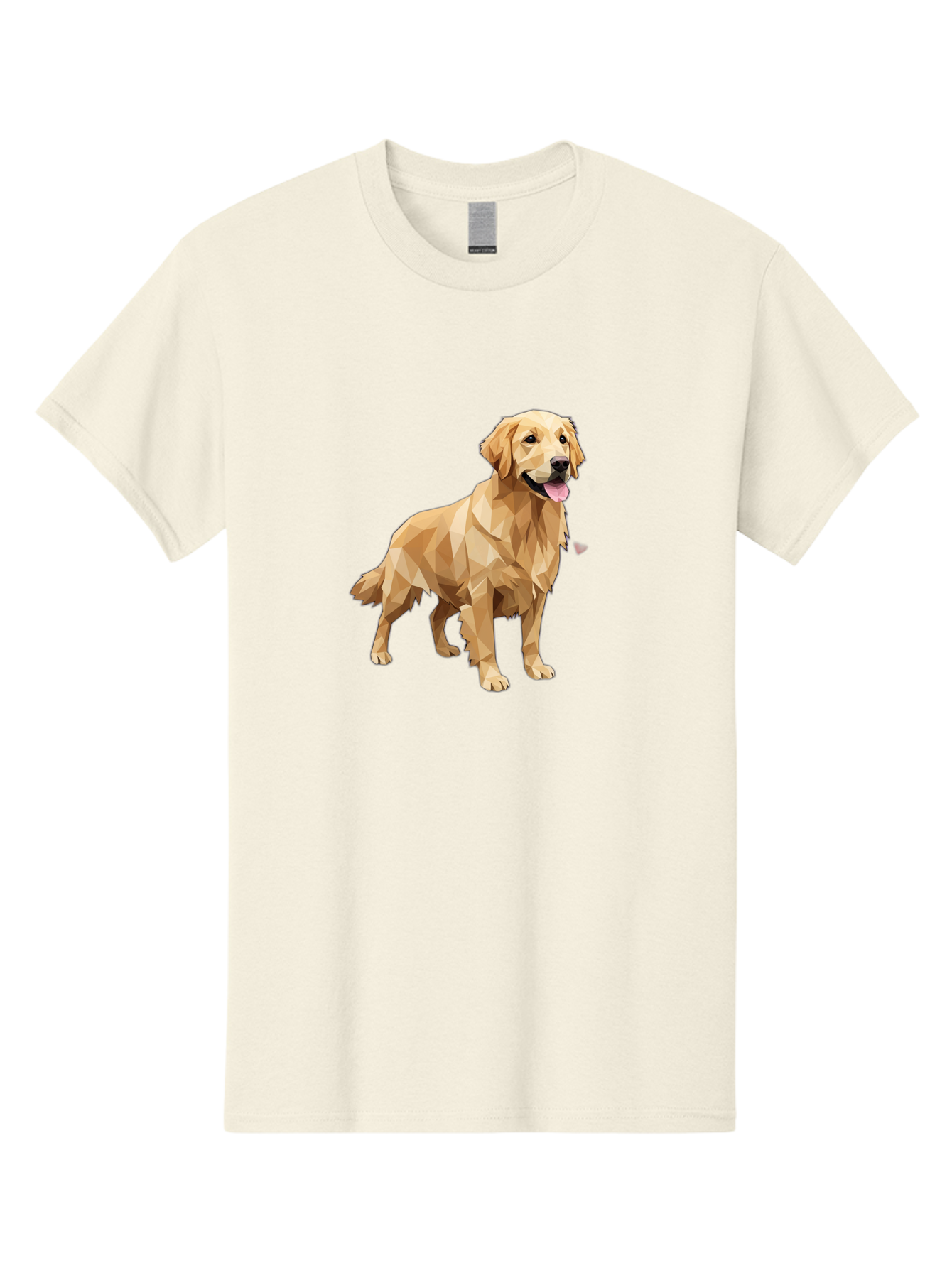 Golden-Retriever-4 Men'S Graphic Tee, 100% Cotton, Comfortable Casual Summer Wear, Machine Washable, Low-Poly Golden Retriever, Dog Illustration, Geometric Art, Canine Graphic, Modern Dog Design, Happy Dog, Geometric Dog, Dog Portrait, Bab978
