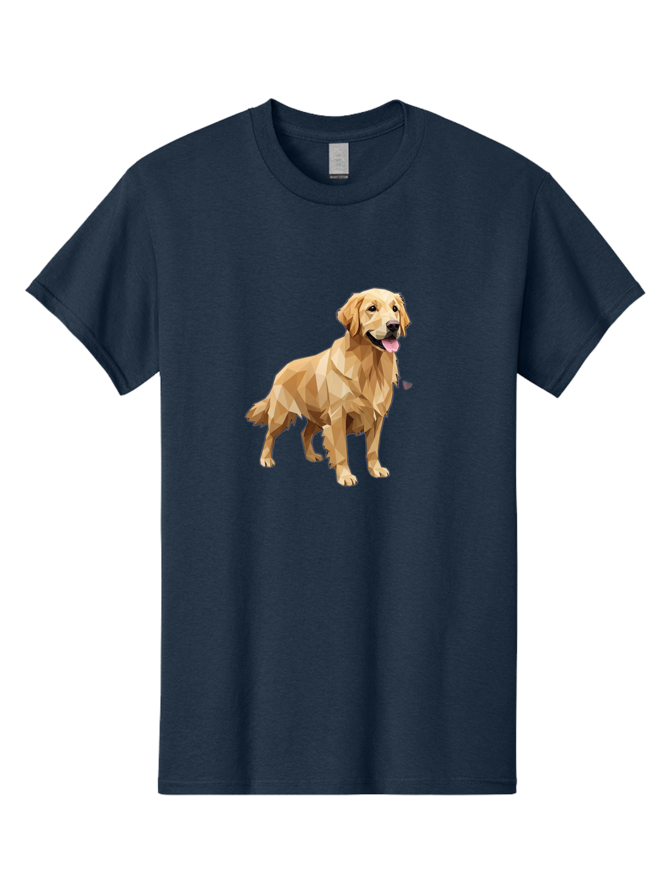 Golden-Retriever-4 Men'S Graphic Tee, 100% Cotton, Comfortable Casual Summer Wear, Machine Washable, Low-Poly Golden Retriever, Dog Illustration, Geometric Art, Canine Graphic, Modern Dog Design, Happy Dog, Geometric Dog, Dog Portrait, Bab978