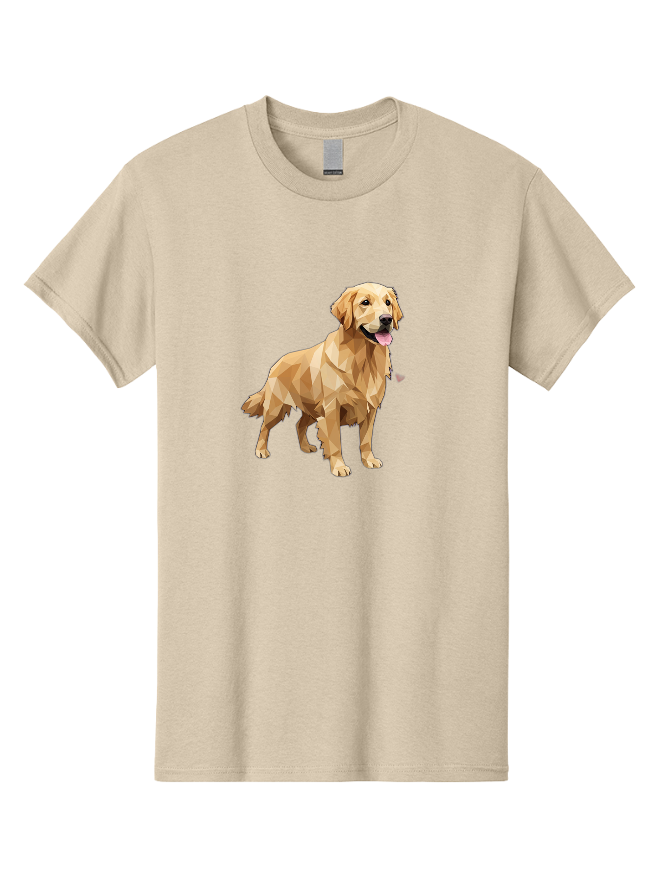 Golden-Retriever-4 Men'S Graphic Tee, 100% Cotton, Comfortable Casual Summer Wear, Machine Washable, Low-Poly Golden Retriever, Dog Illustration, Geometric Art, Canine Graphic, Modern Dog Design, Happy Dog, Geometric Dog, Dog Portrait, Bab978