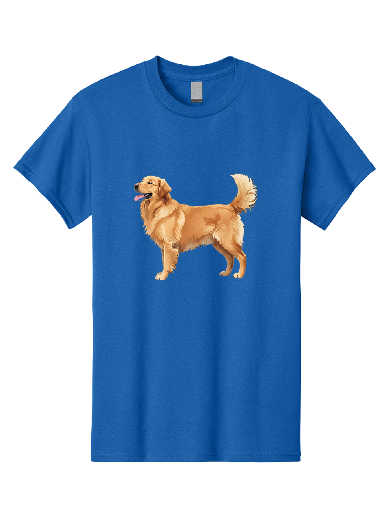 Golden-Retriever-9 Men'S Graphic Tee, 100% Cotton, Comfortable Casual Summer Wear, Machine Washable, Golden Retriever Dog, Happy Dog, Dog Portrait, Canine, Furry Friend, Playful Pet, Illustration, Cartoon Dog, Friendly Animal Bab983