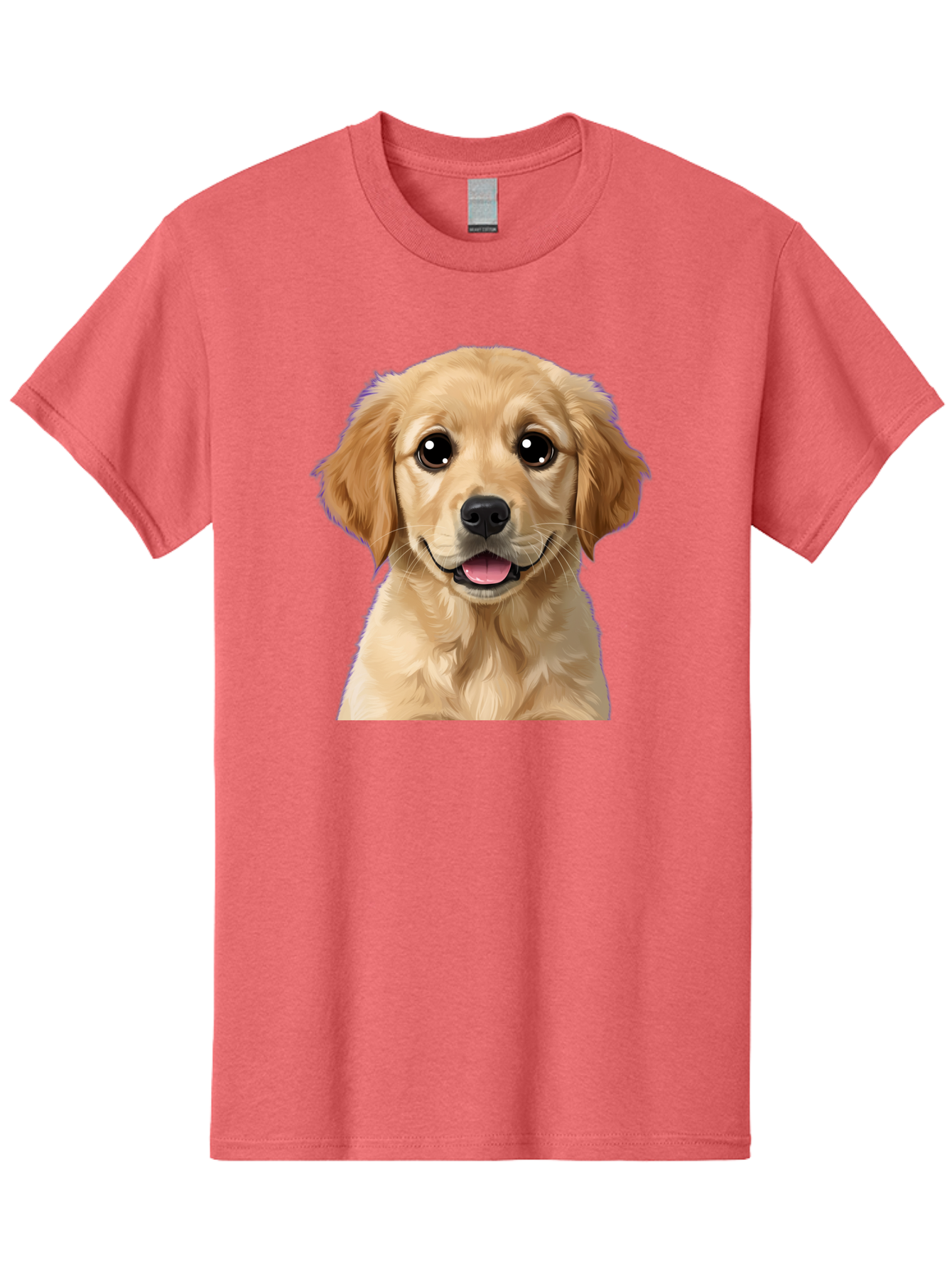Golden-Retriever-Puppy-1 Men'S Graphic Tee, 100% Cotton, Comfortable Casual Summer Wear, Machine Washable, Golden Retriever Puppy, Happy Dog, Playful Puppy, Adorable Face, Cute Nose, Floppy Ears, Sweet Expression, Friendly Animal, Bab988