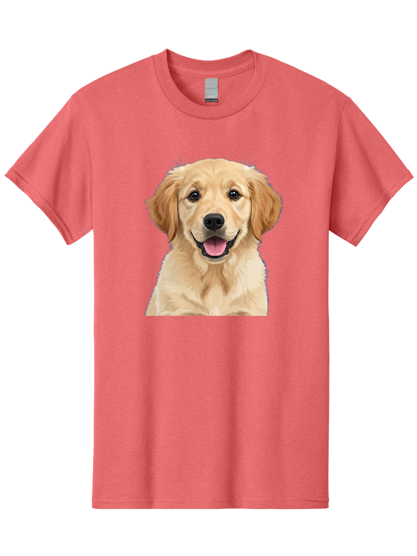 Golden-Retriever-Puppy-2 Men'S Graphic Tee, 100% Cotton, Comfortable Casual Summer Wear, Machine Washable, Happy Golden Retriever, Cute Puppy, Dog Portrait, Friendly Animal, Playful Pet, Adorable Face, Fluffy Fur, Joyful Expression, Bab989