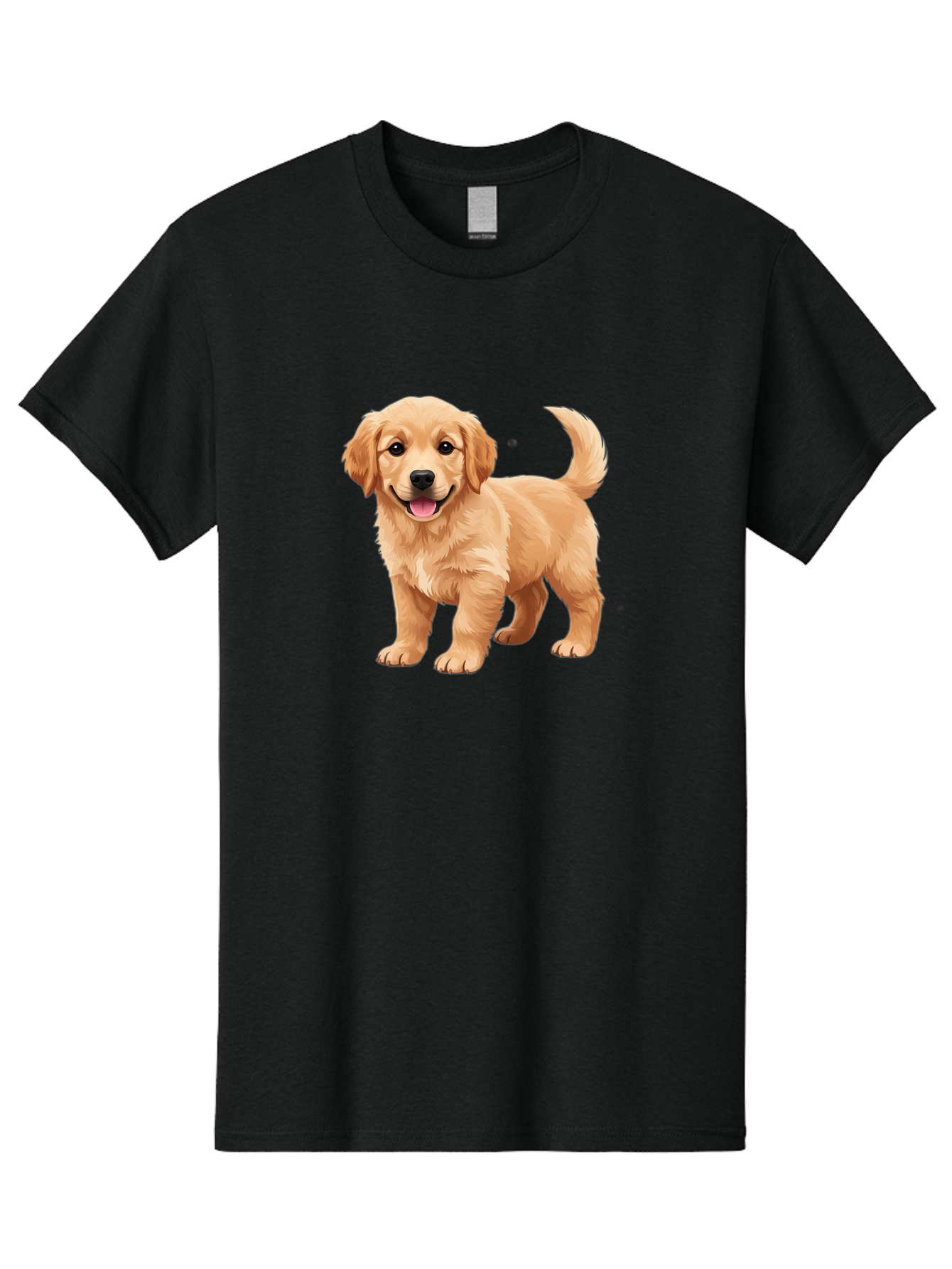Golden-Retriever-Puppy-3 Men'S Graphic Tee, 100% Cotton, Comfortable Casual Summer Wear, Machine Washable, Golden Retriever Puppy, Dog Portrait, Playful Dog, Happy Puppy, Furry Friend, Dog'S Smile, Tail Wagging, Adorable Pet, Cartoon Dog, Bab990