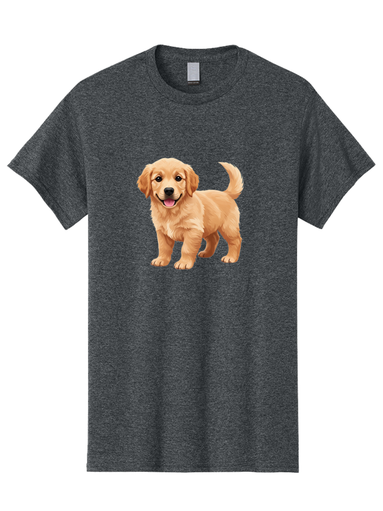 Golden-Retriever-Puppy-3 Men'S Graphic Tee, 100% Cotton, Comfortable Casual Summer Wear, Machine Washable, Golden Retriever Puppy, Dog Portrait, Playful Dog, Happy Puppy, Furry Friend, Dog'S Smile, Tail Wagging, Adorable Pet, Cartoon Dog, Bab990