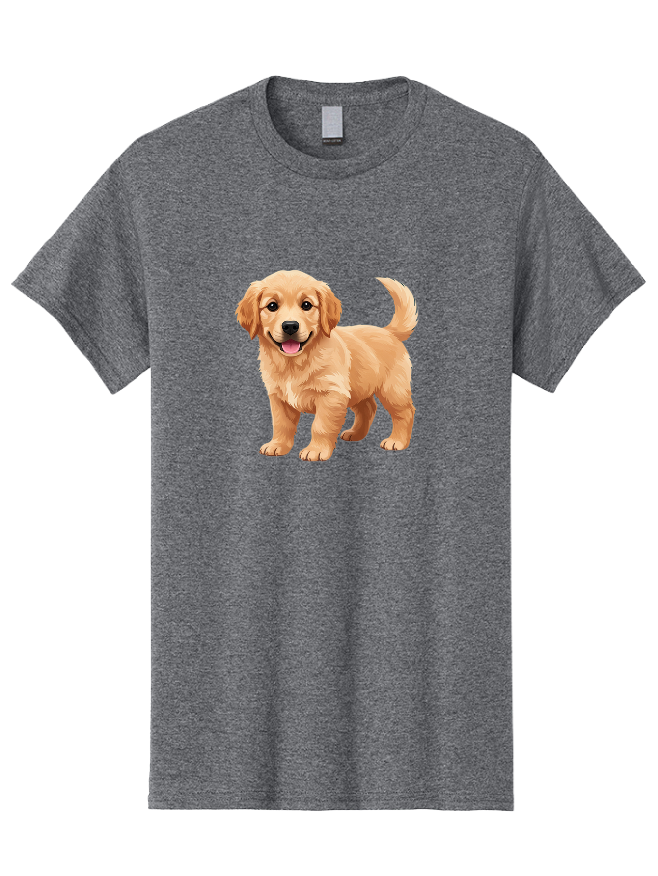 Golden-Retriever-Puppy-3 Men'S Graphic Tee, 100% Cotton, Comfortable Casual Summer Wear, Machine Washable, Golden Retriever Puppy, Dog Portrait, Playful Dog, Happy Puppy, Furry Friend, Dog'S Smile, Tail Wagging, Adorable Pet, Cartoon Dog, Bab990
