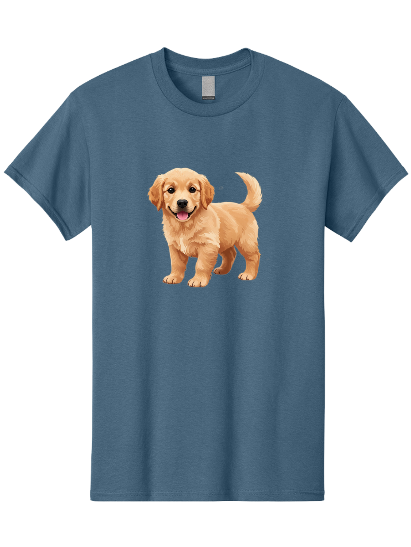 Golden-Retriever-Puppy-3 Men'S Graphic Tee, 100% Cotton, Comfortable Casual Summer Wear, Machine Washable, Golden Retriever Puppy, Dog Portrait, Playful Dog, Happy Puppy, Furry Friend, Dog'S Smile, Tail Wagging, Adorable Pet, Cartoon Dog, Bab990