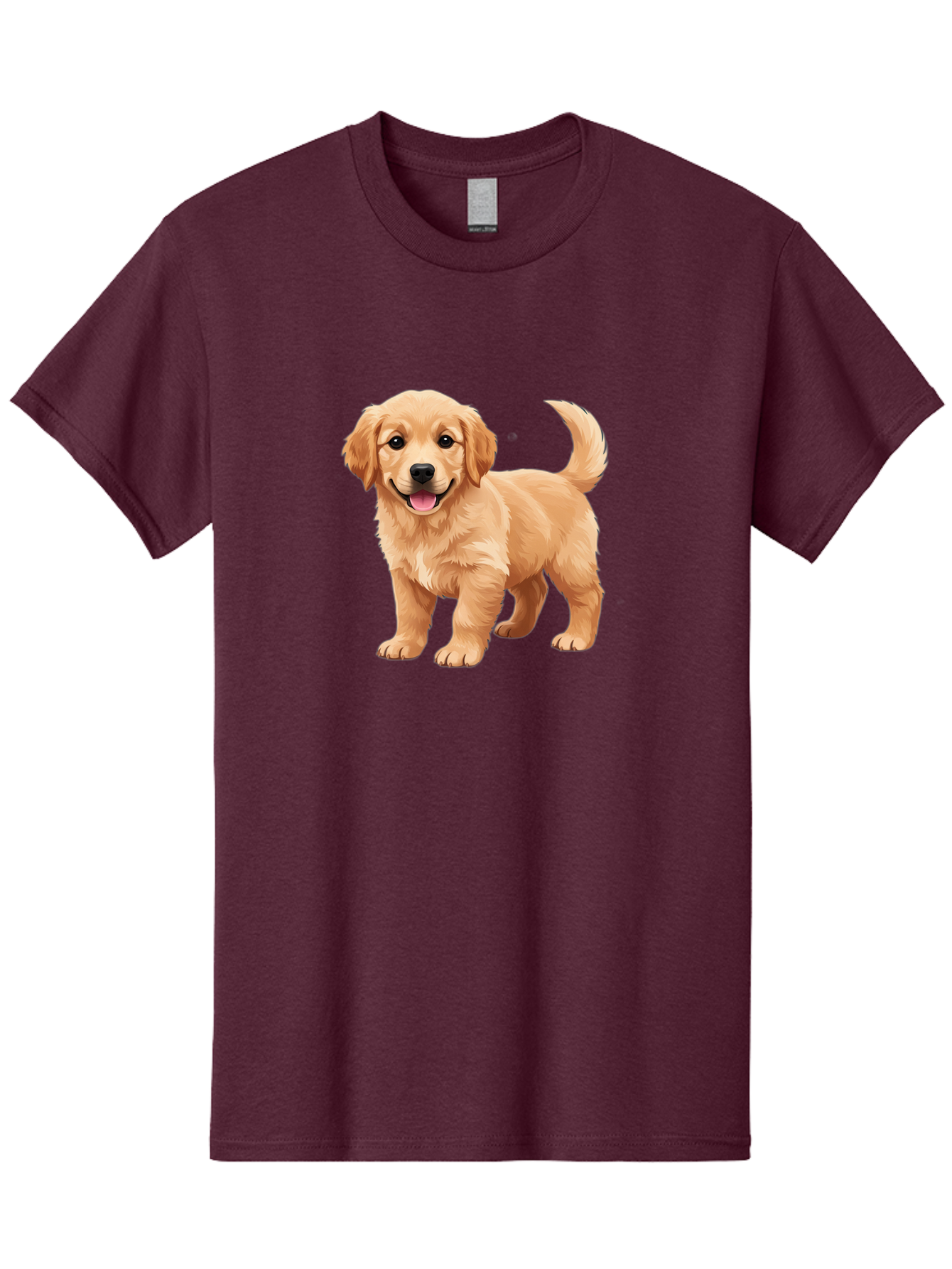 Golden-Retriever-Puppy-3 Men'S Graphic Tee, 100% Cotton, Comfortable Casual Summer Wear, Machine Washable, Golden Retriever Puppy, Dog Portrait, Playful Dog, Happy Puppy, Furry Friend, Dog'S Smile, Tail Wagging, Adorable Pet, Cartoon Dog, Bab990