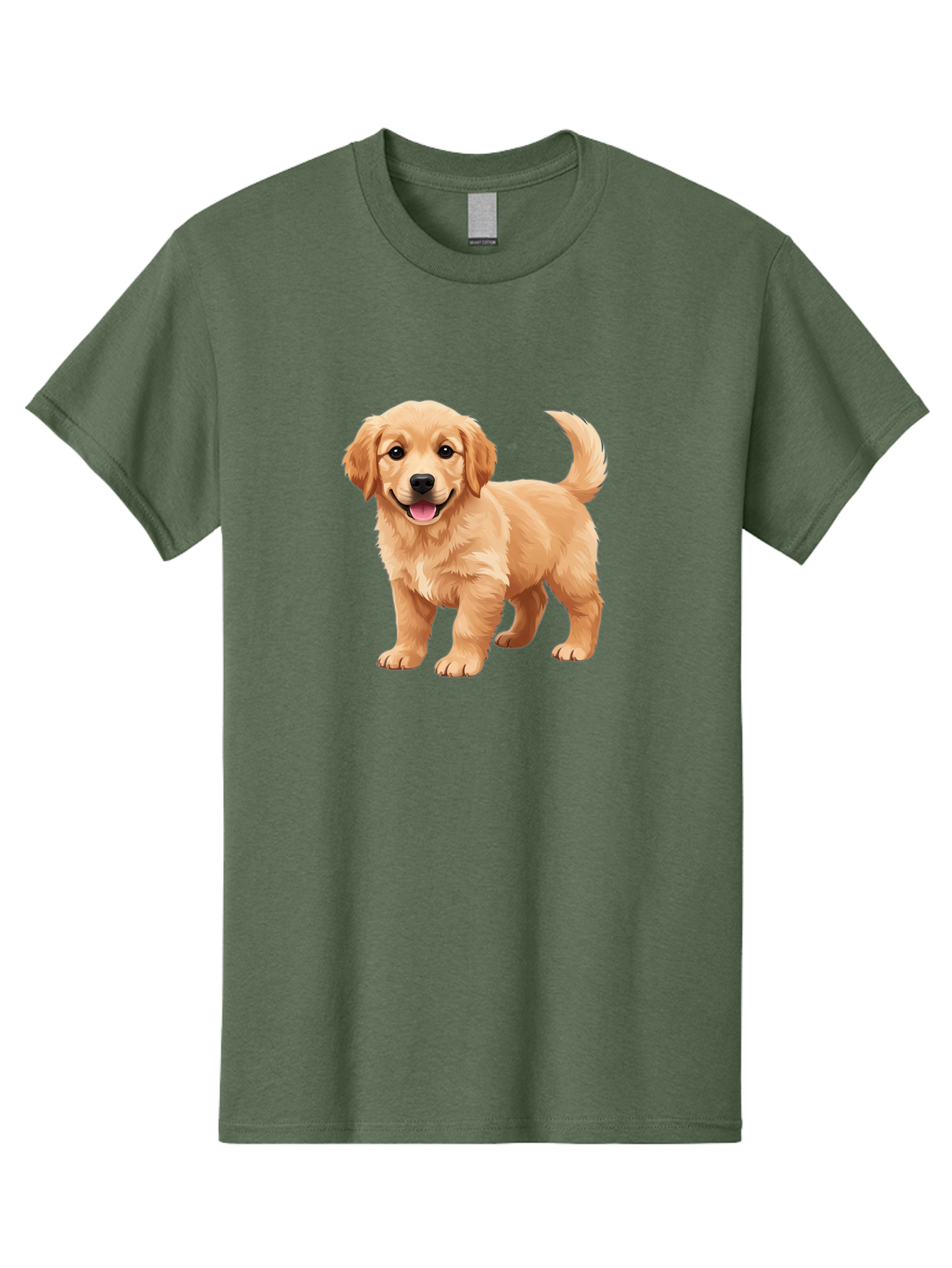 Golden-Retriever-Puppy-3 Men'S Graphic Tee, 100% Cotton, Comfortable Casual Summer Wear, Machine Washable, Golden Retriever Puppy, Dog Portrait, Playful Dog, Happy Puppy, Furry Friend, Dog'S Smile, Tail Wagging, Adorable Pet, Cartoon Dog, Bab990