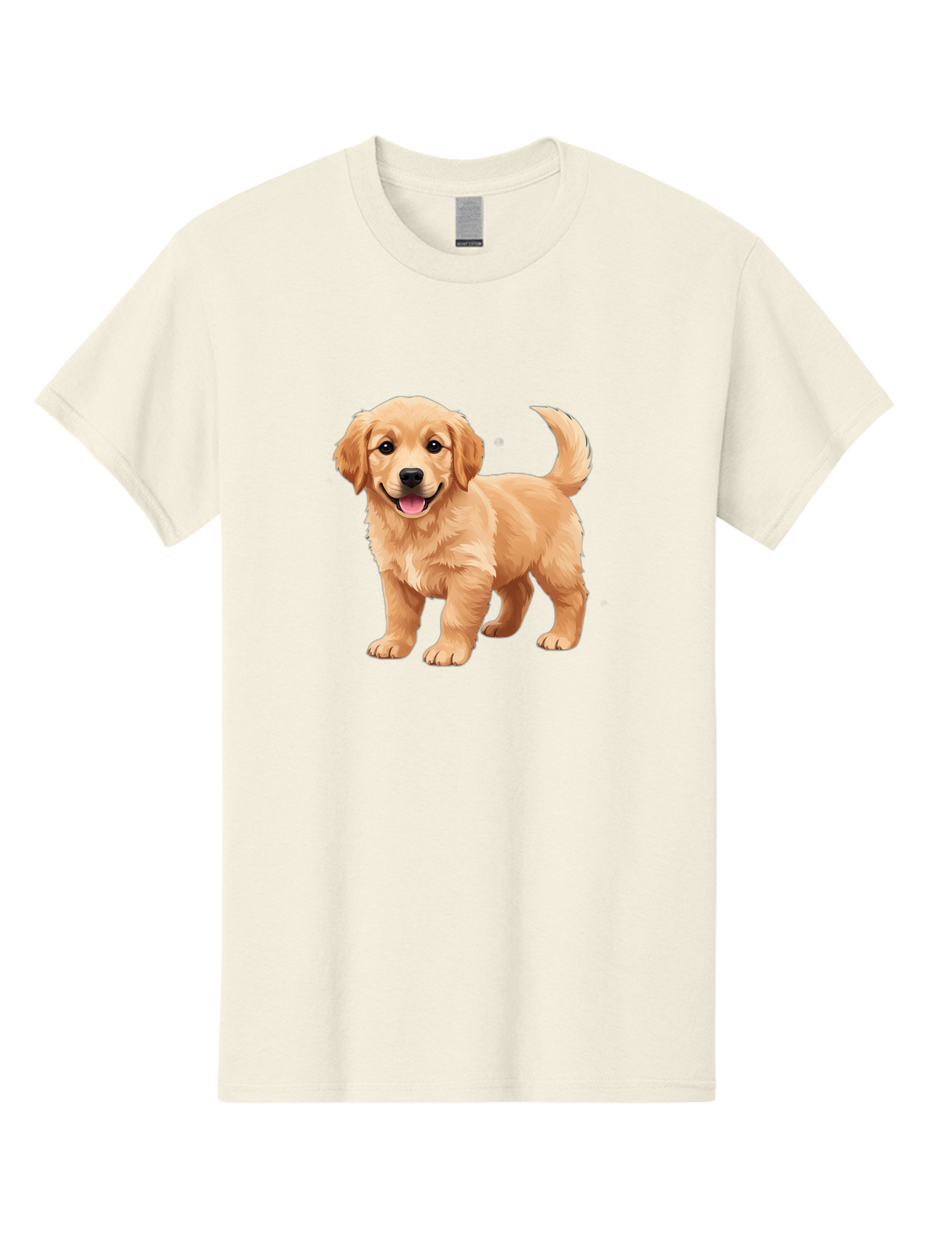 Golden-Retriever-Puppy-3 Men'S Graphic Tee, 100% Cotton, Comfortable Casual Summer Wear, Machine Washable, Golden Retriever Puppy, Dog Portrait, Playful Dog, Happy Puppy, Furry Friend, Dog'S Smile, Tail Wagging, Adorable Pet, Cartoon Dog, Bab990