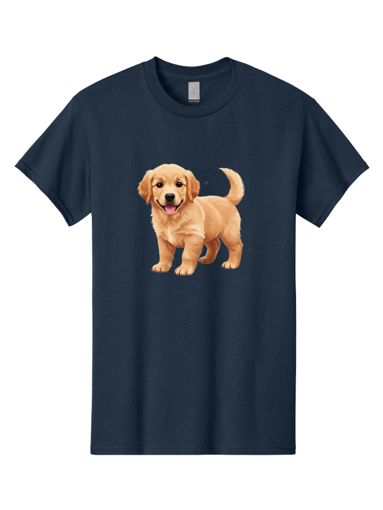 Golden-Retriever-Puppy-3 Men'S Graphic Tee, 100% Cotton, Comfortable Casual Summer Wear, Machine Washable, Golden Retriever Puppy, Dog Portrait, Playful Dog, Happy Puppy, Furry Friend, Dog'S Smile, Tail Wagging, Adorable Pet, Cartoon Dog, Bab990