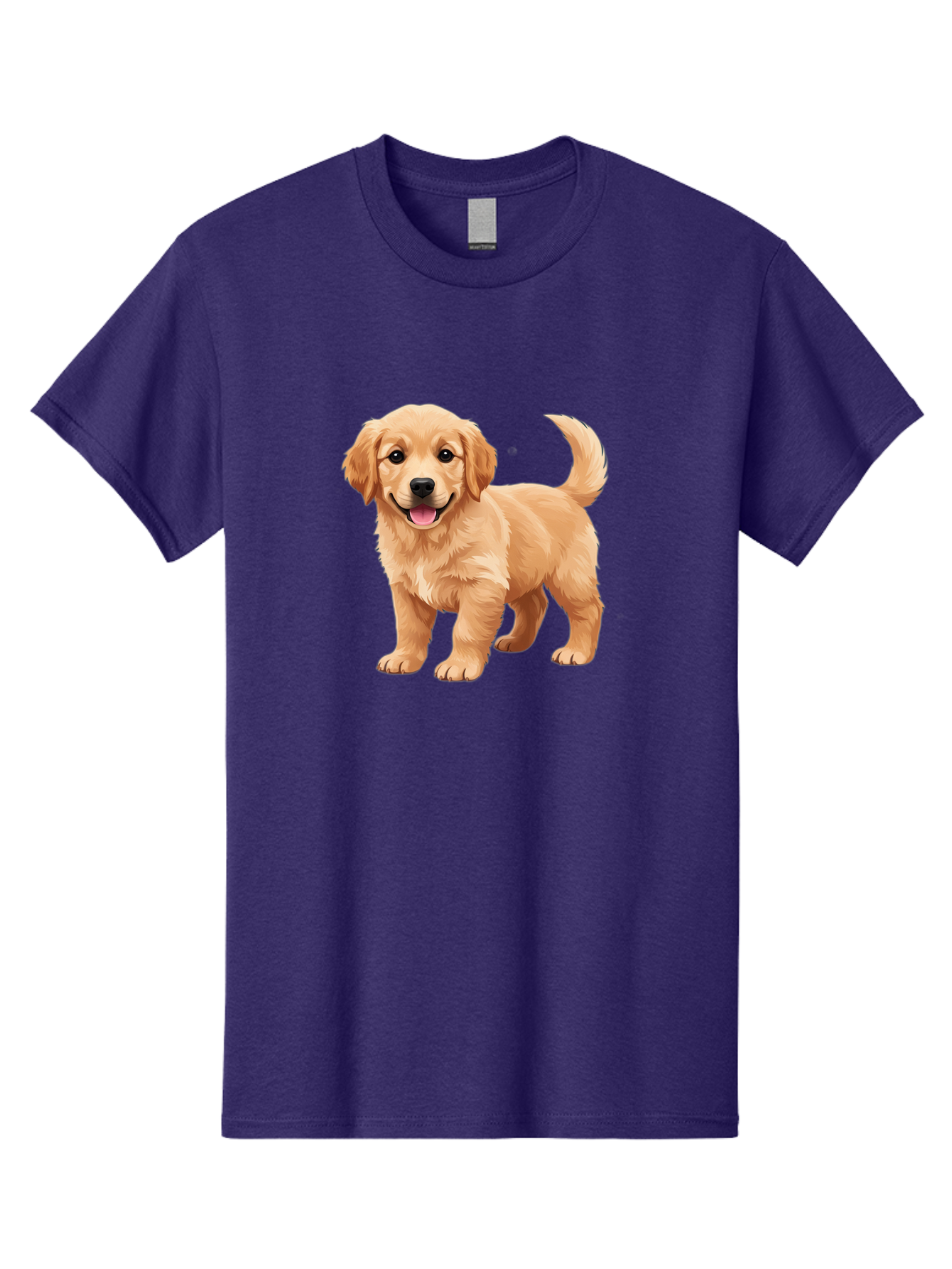 Golden-Retriever-Puppy-3 Men'S Graphic Tee, 100% Cotton, Comfortable Casual Summer Wear, Machine Washable, Golden Retriever Puppy, Dog Portrait, Playful Dog, Happy Puppy, Furry Friend, Dog'S Smile, Tail Wagging, Adorable Pet, Cartoon Dog, Bab990
