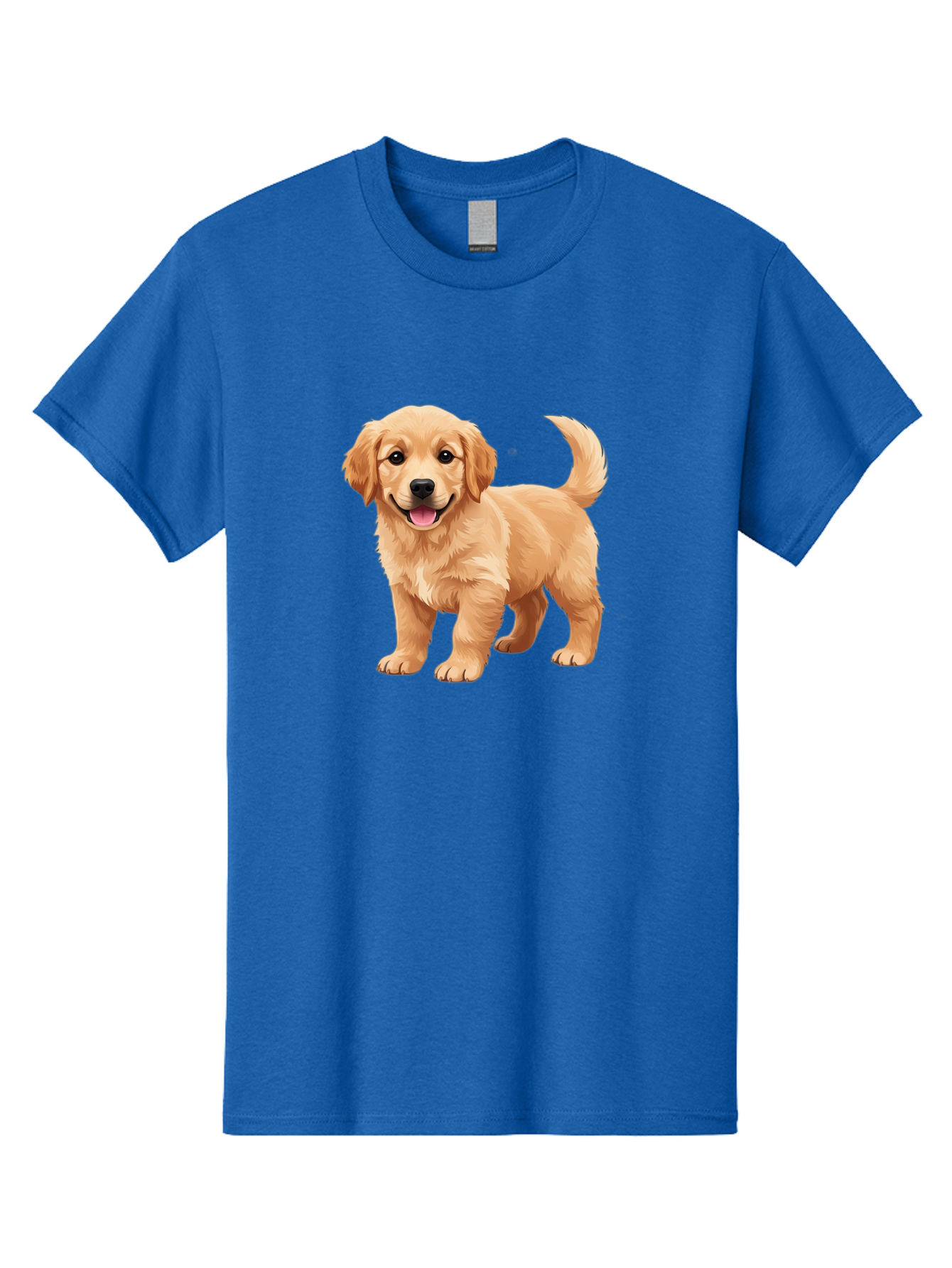 Golden-Retriever-Puppy-3 Men'S Graphic Tee, 100% Cotton, Comfortable Casual Summer Wear, Machine Washable, Golden Retriever Puppy, Dog Portrait, Playful Dog, Happy Puppy, Furry Friend, Dog'S Smile, Tail Wagging, Adorable Pet, Cartoon Dog, Bab990