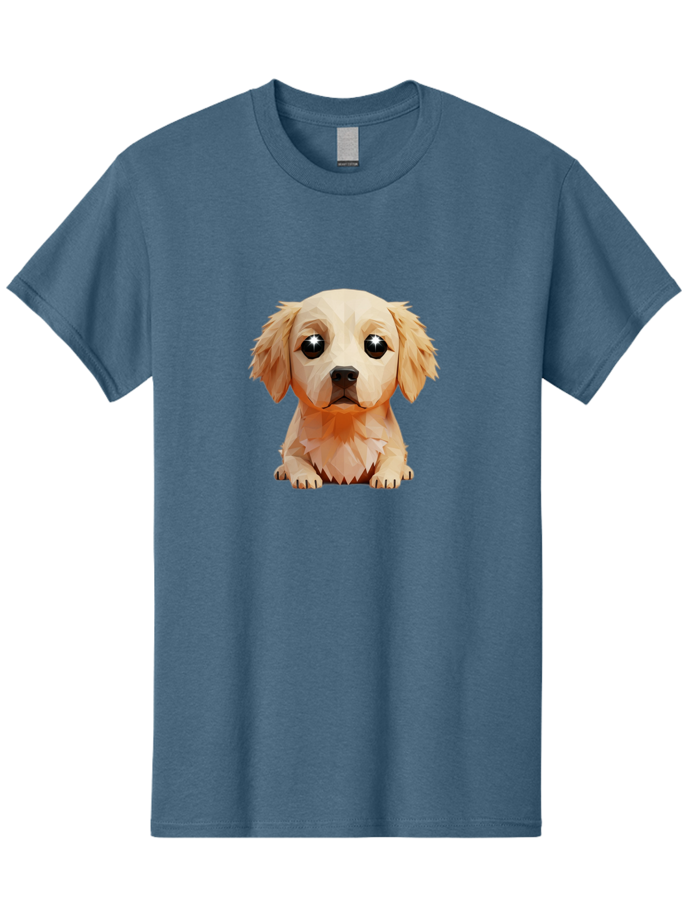 Golden-Retriever-Puppy-5 Men'S Graphic Tee, 100% Cotton, Comfortable Casual Summer Wear, Machine Washable, Low-Poly Puppy Art, Puppy With Shiny Eyes, 3D Geometric Dog, Cute Puppy, Adorable Puppy Graphics, Puppy Illustration, Modern Art, Bab992