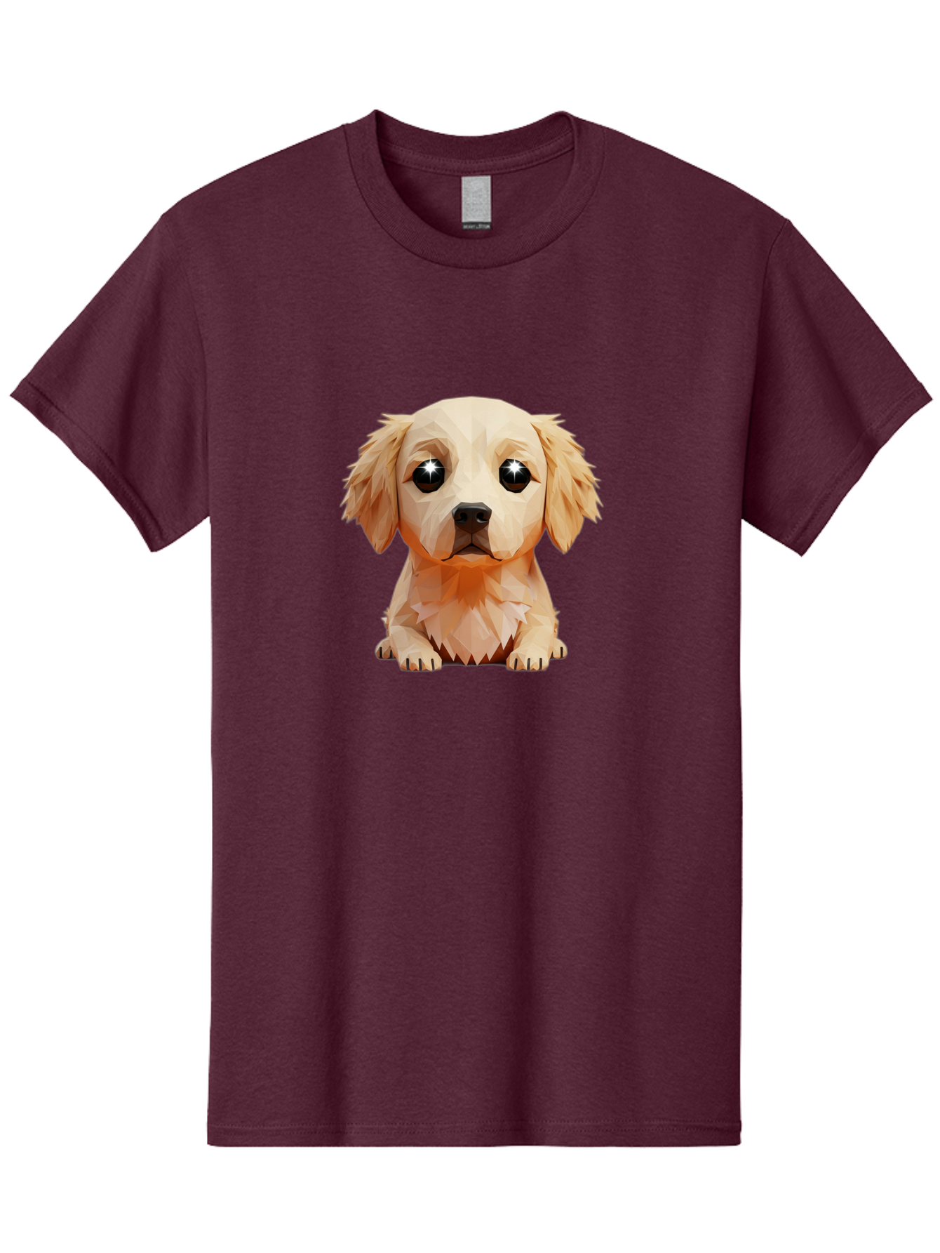 Golden-Retriever-Puppy-5 Men'S Graphic Tee, 100% Cotton, Comfortable Casual Summer Wear, Machine Washable, Low-Poly Puppy Art, Puppy With Shiny Eyes, 3D Geometric Dog, Cute Puppy, Adorable Puppy Graphics, Puppy Illustration, Modern Art, Bab992