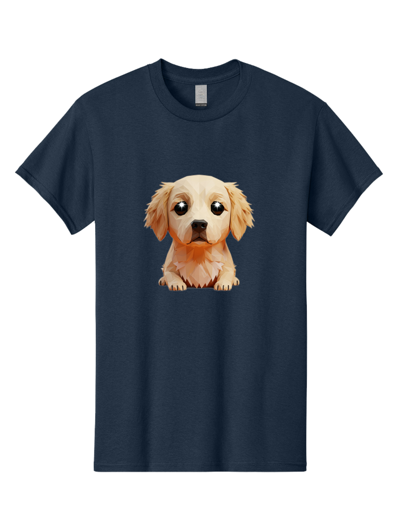 Golden-Retriever-Puppy-5 Men'S Graphic Tee, 100% Cotton, Comfortable Casual Summer Wear, Machine Washable, Low-Poly Puppy Art, Puppy With Shiny Eyes, 3D Geometric Dog, Cute Puppy, Adorable Puppy Graphics, Puppy Illustration, Modern Art, Bab992