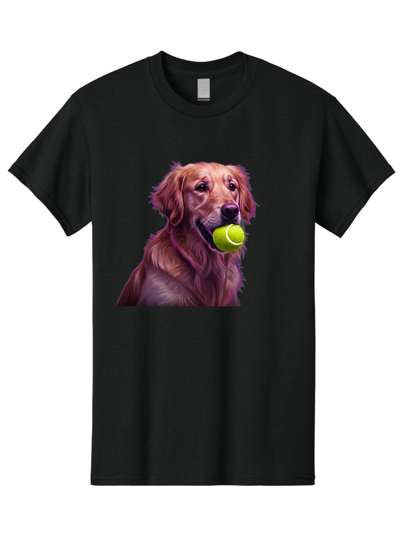 Golden-Retriever-Tennis-Ball Men'S Graphic Tee, 100% Cotton, Comfortable Casual Summer Wear, Machine Washable, Golden Retriever, Dog Holding Tennis Ball, Playful Dog, Tennis Ball In Mouth, Furry Friend, Happy Dog, Canine Companion, Fun Pet Bab998