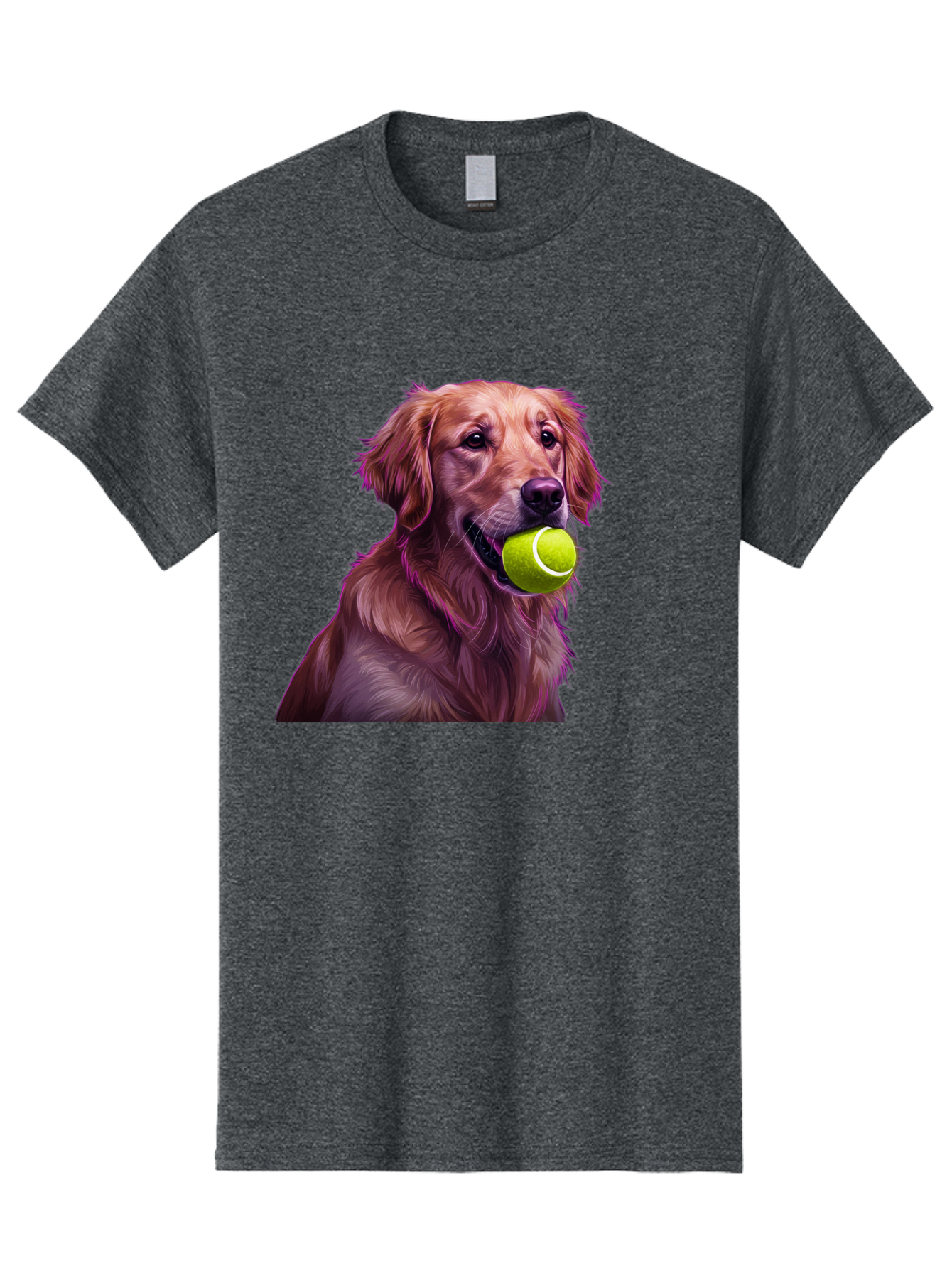 Golden-Retriever-Tennis-Ball Men'S Graphic Tee, 100% Cotton, Comfortable Casual Summer Wear, Machine Washable, Golden Retriever, Dog Holding Tennis Ball, Playful Dog, Tennis Ball In Mouth, Furry Friend, Happy Dog, Canine Companion, Fun Pet Bab998