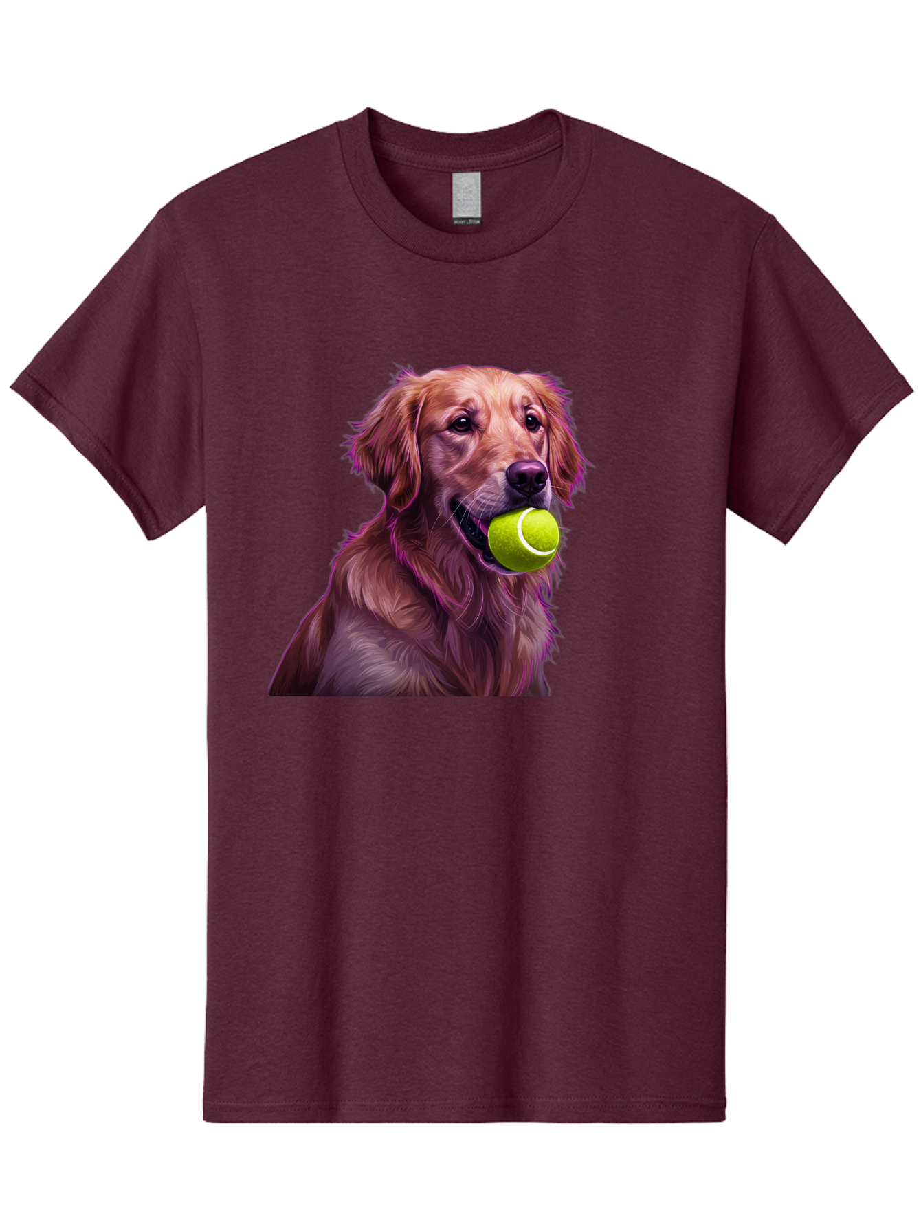 Golden-Retriever-Tennis-Ball Men'S Graphic Tee, 100% Cotton, Comfortable Casual Summer Wear, Machine Washable, Golden Retriever, Dog Holding Tennis Ball, Playful Dog, Tennis Ball In Mouth, Furry Friend, Happy Dog, Canine Companion, Fun Pet Bab998