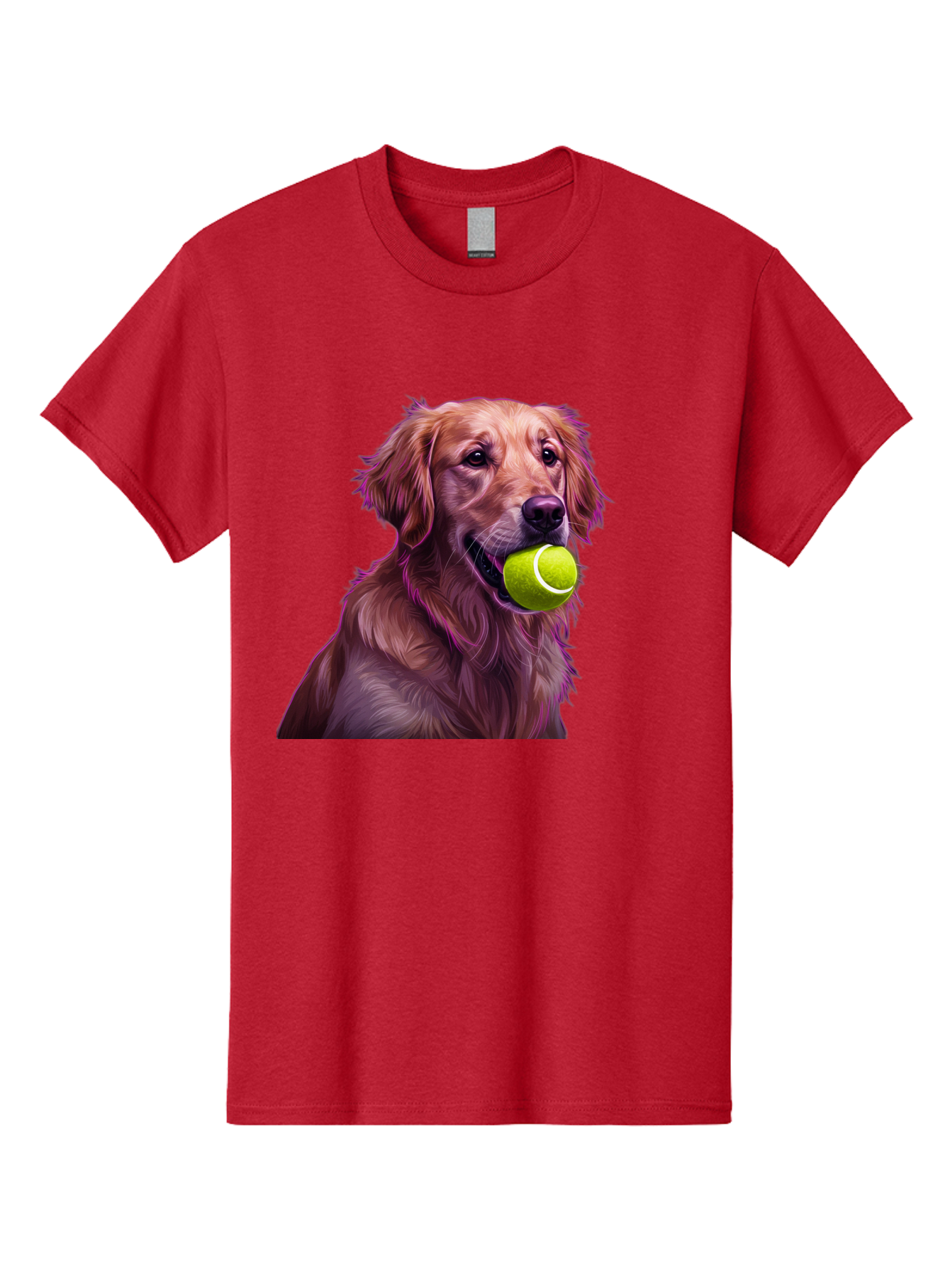 Golden-Retriever-Tennis-Ball Men'S Graphic Tee, 100% Cotton, Comfortable Casual Summer Wear, Machine Washable, Golden Retriever, Dog Holding Tennis Ball, Playful Dog, Tennis Ball In Mouth, Furry Friend, Happy Dog, Canine Companion, Fun Pet Bab998