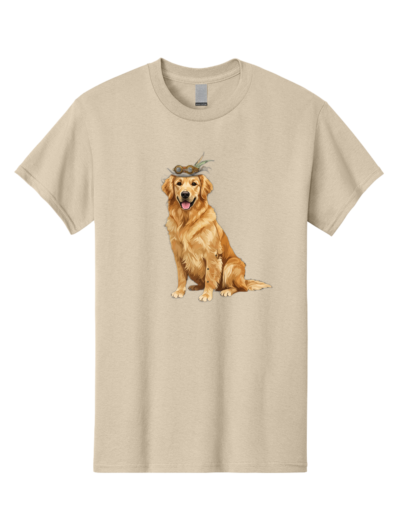 Golden-Retriever-With-Flower-Crown Men'S Graphic Tee, 100% Cotton, Comfortable Casual Summer Wear, Machine Washable, Golden Retriever Wearing Crown, Dog With Accessories, Floral Headpiece, Festive Dog, Pet Portrait, Playful Canine, Bab999