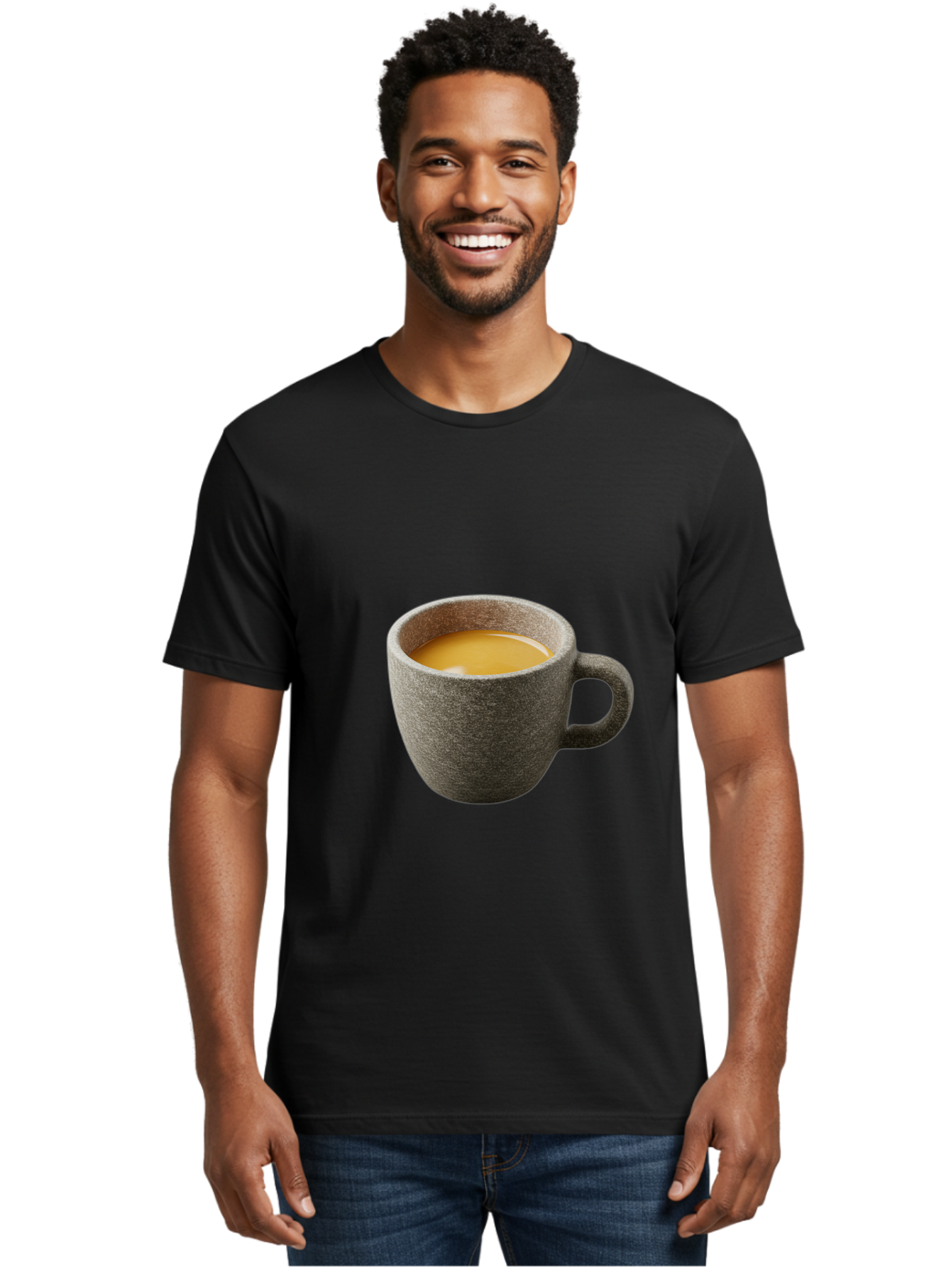 Grey-Coffee-Mug Men'S Graphic Tee, 100% Cotton, Comfortable Casual Summer Wear, Machine Washable, Coffee Cup, Gray Mug, Coffee Drink, Morning Coffee, Coffee Time, Beverage, Hot Drink, Cozy Moment Bac008