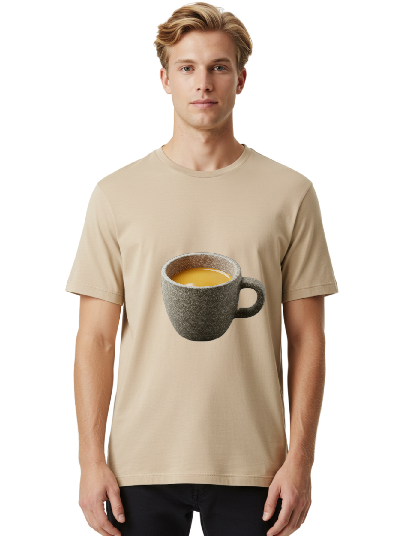 Grey-Coffee-Mug Men'S Graphic Tee, 100% Cotton, Comfortable Casual Summer Wear, Machine Washable, Coffee Cup, Gray Mug, Coffee Drink, Morning Coffee, Coffee Time, Beverage, Hot Drink, Cozy Moment Bac008