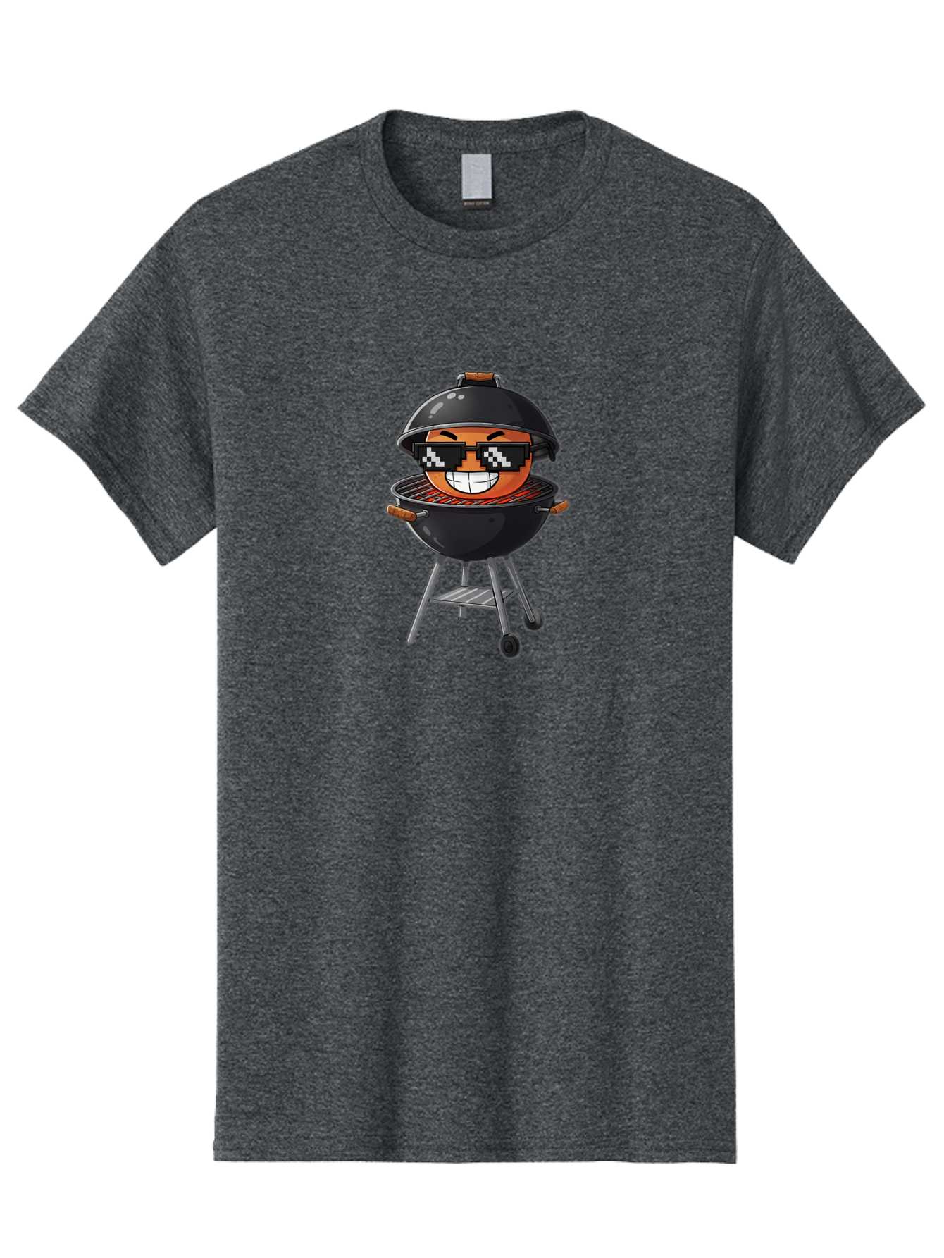 Grill-Emoji Men'S Graphic Tee, 100% Cotton, Comfortable Casual Summer Wear, Machine Washable, Burger In Barbecue Grill, Cool Burger, Grill Master, Barbecue Party, Funny Cartoon, Pixelated Sunglasses, Happy Burger, Grill Scene, Summer Vibe, Bac009
